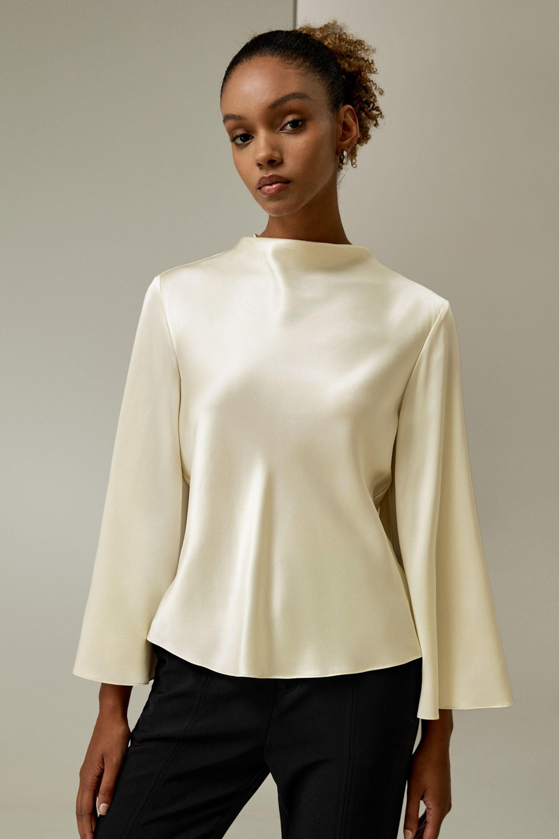 Bell sleeves minimalist silk satin  top | Modest fashion | Modest Style | Kosher outfits| Customisable | Colours options |