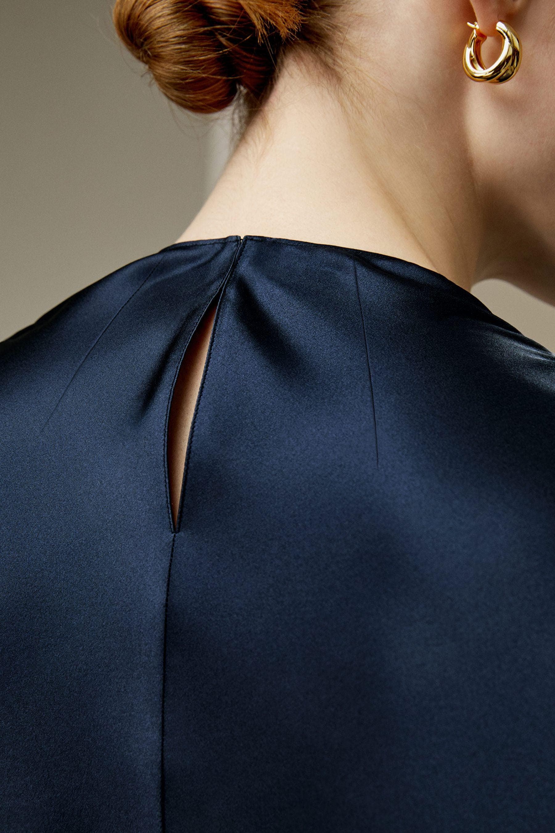 Oblique Wave Satin  Blouse in Navy | Modest top | Modest fashion | Custom made available | Other colours available | Long sleeve top. - image 4