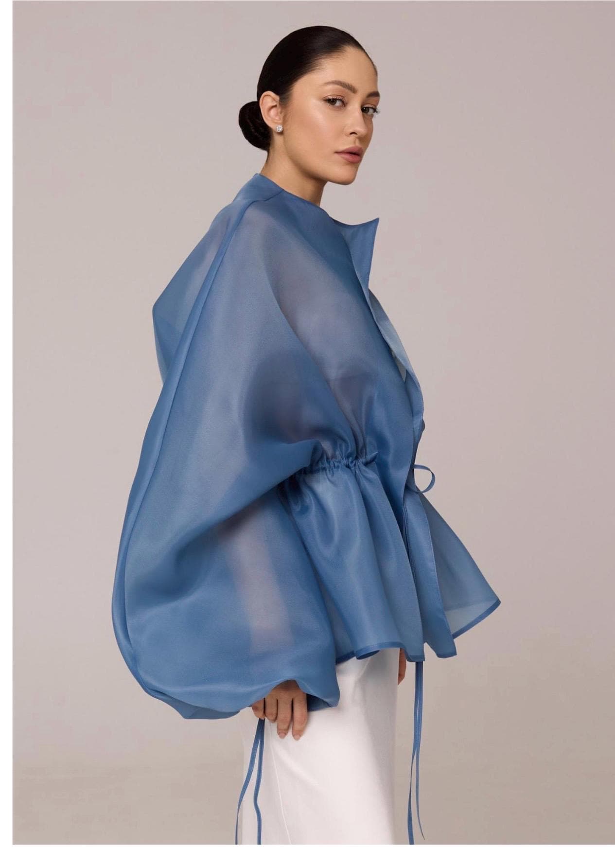 Organza blouse | Can be lined  | modest top |Business style blouse| Tzinut clothing | Minimalist design | Custom made - image 4