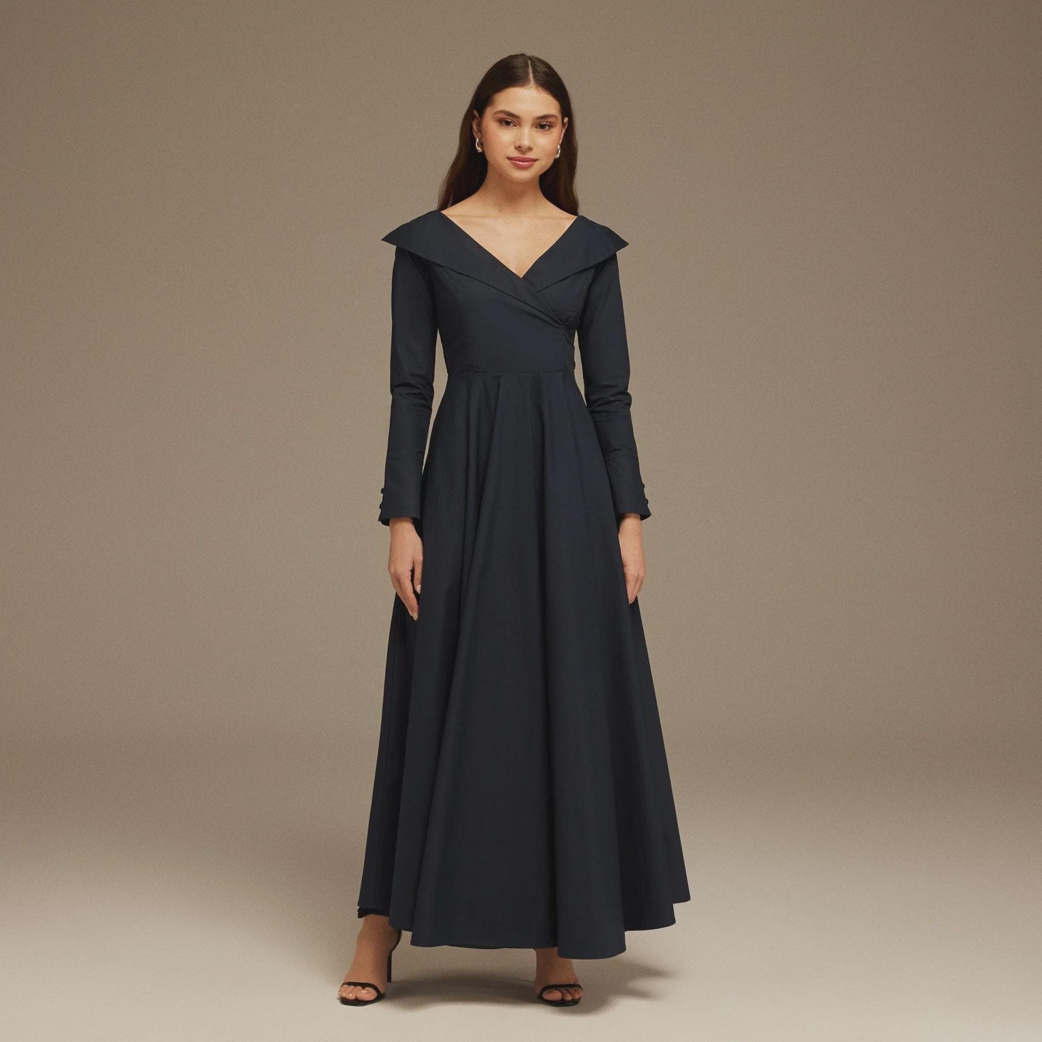 Black Wide Neck Long Sleeve Midi Dress | Modest Gown | Shabbat outfits | Custom made available | More colours available| Mother of Bride