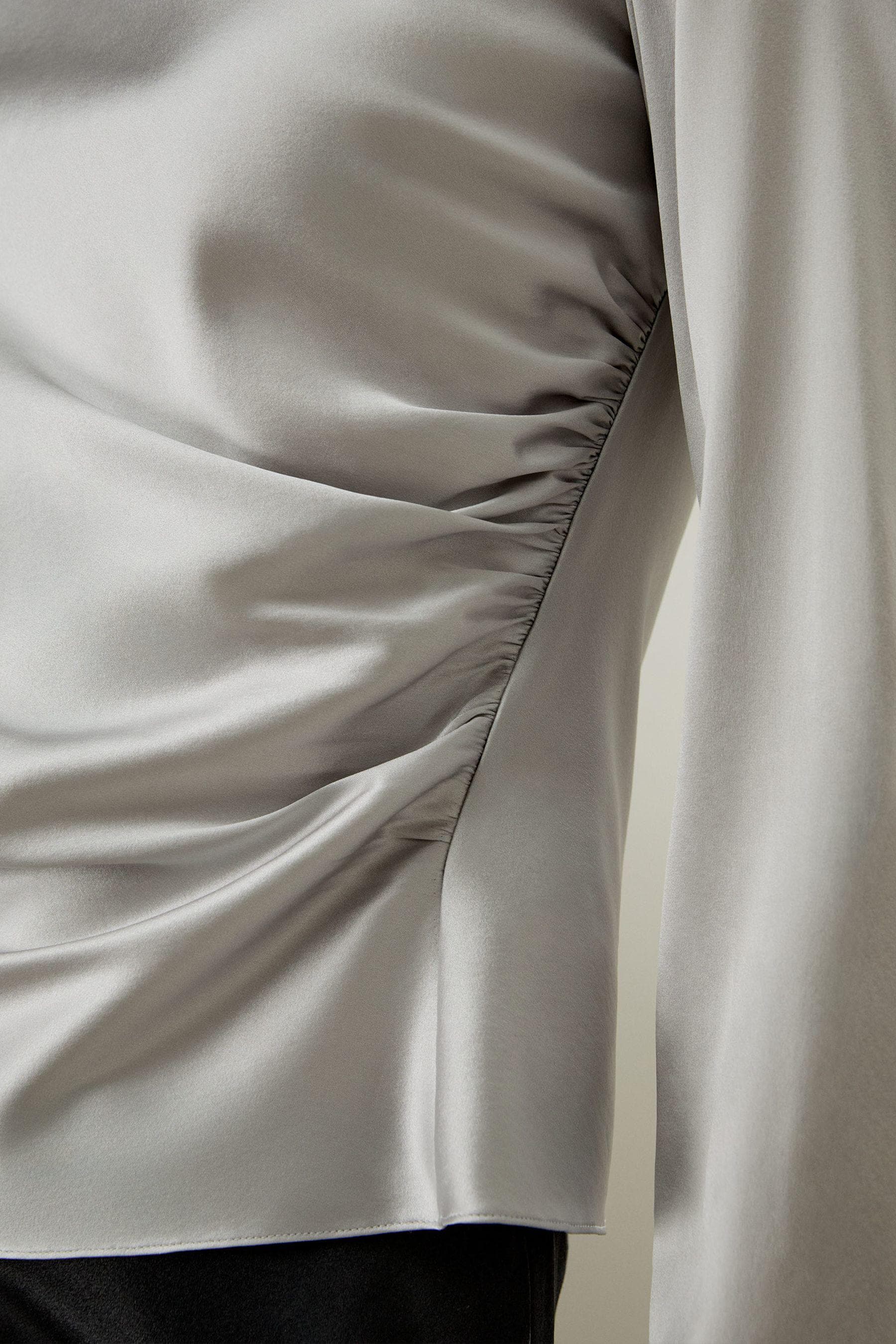 Oblique Wave Satin  Blouse in Silver Grey | Modest top | Modest fashion | Custom made available | Other colours available | Long sleeve top. - image 5