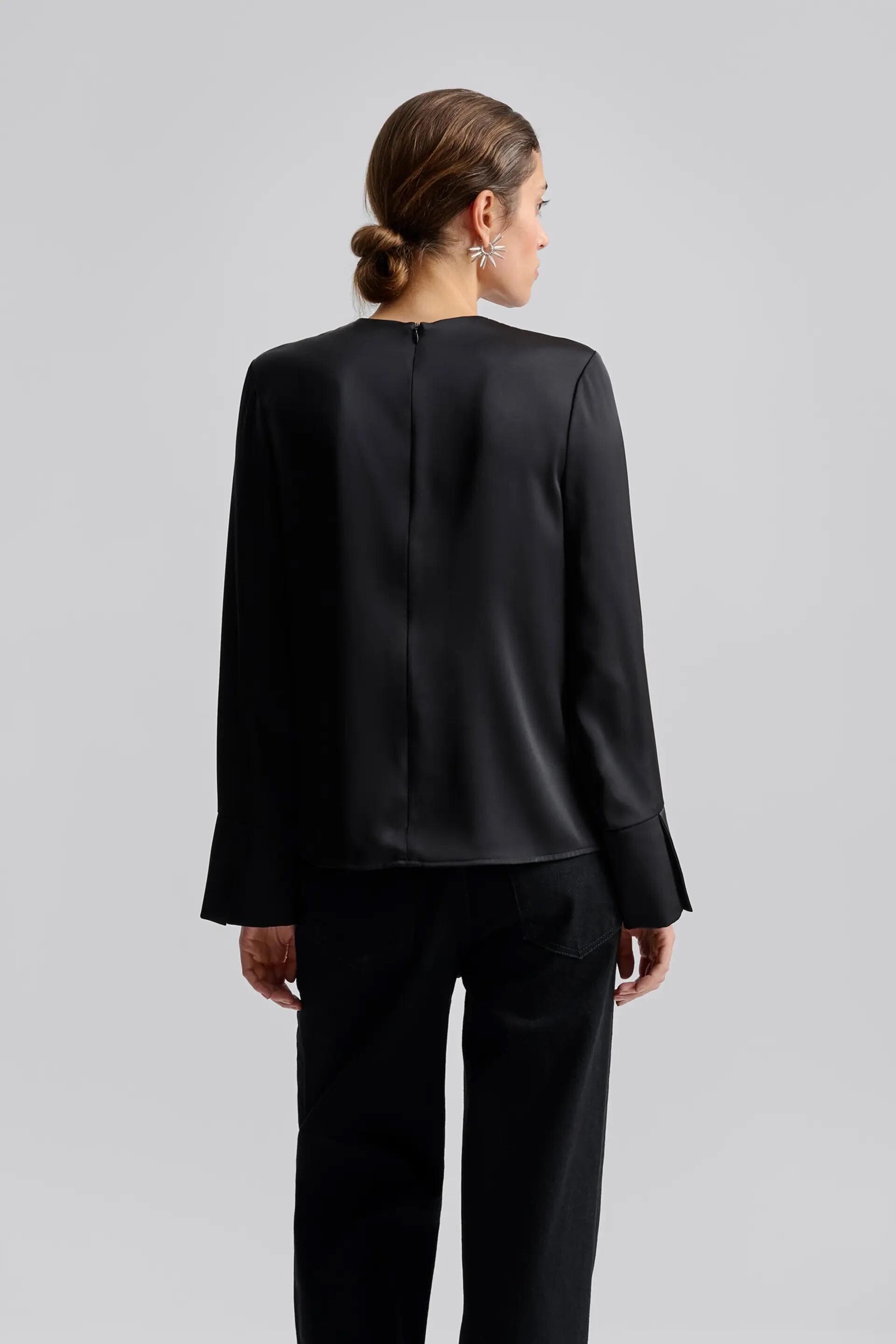 Pleated neckline blouse Satin  | Off white modest top |Business style blouse| Tzinut clothing | Minimalist design | Custom made - image 4