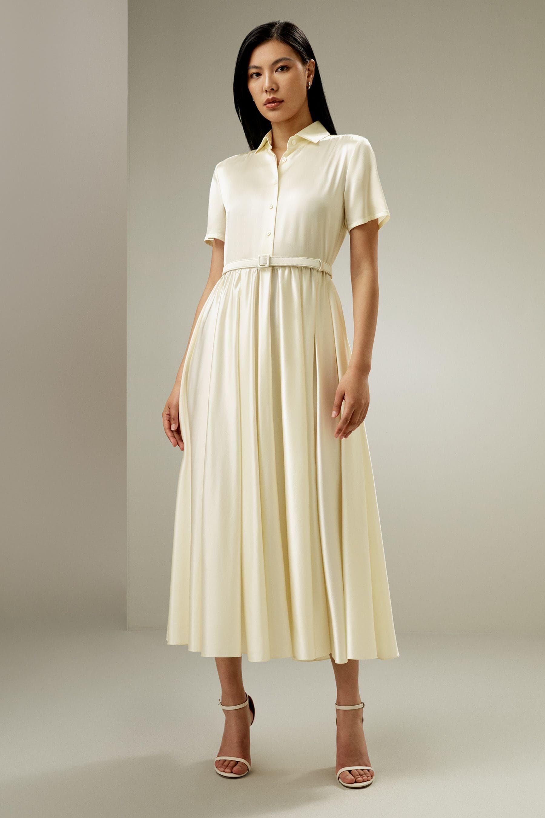 Elegant Ivory Satin Dress |  Modest Satin Dress for Special Occasions |  Modest fashion  custom made available |  Midi satin modest dress