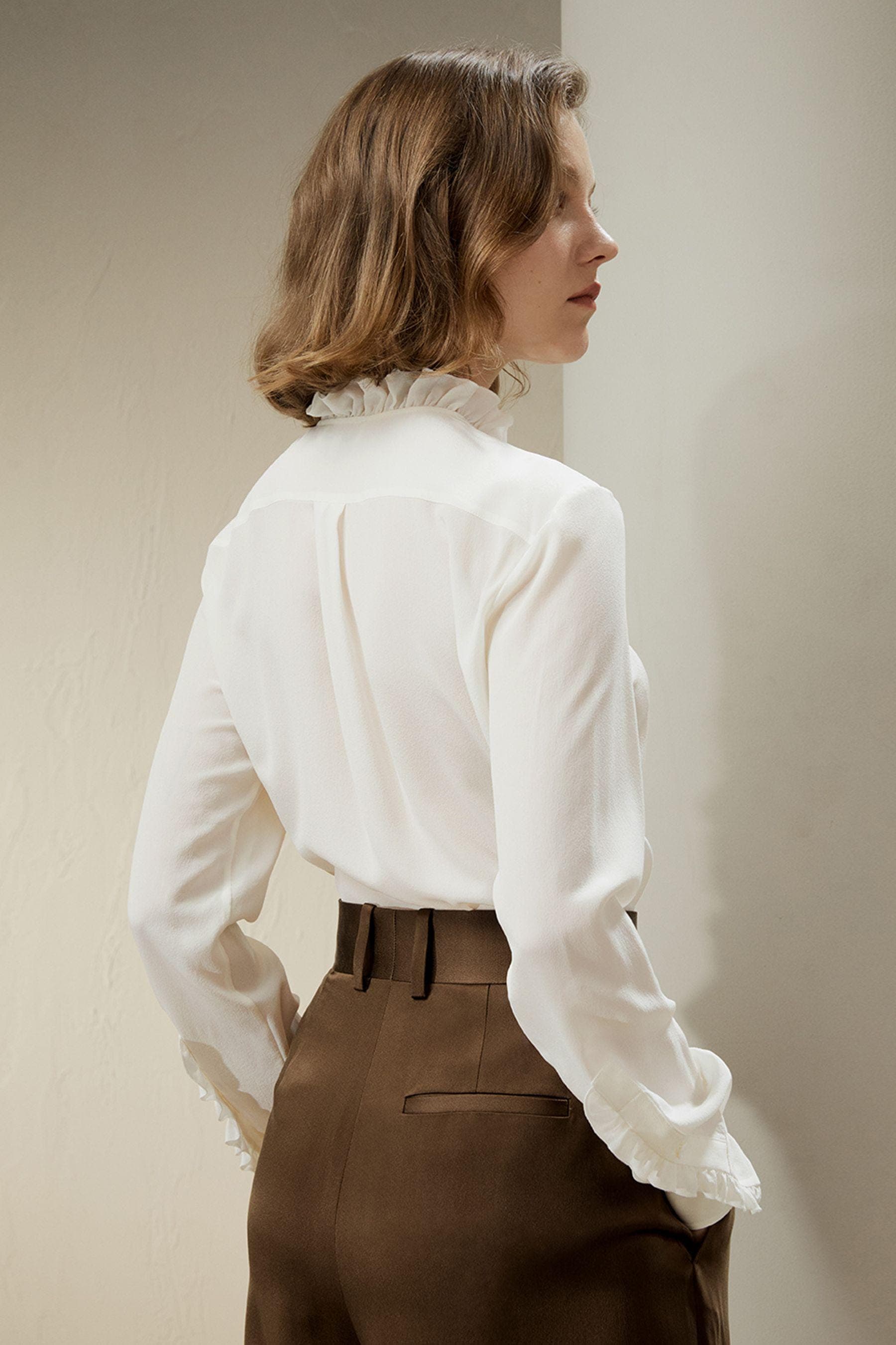 Crêpe de Chine Blouse with Ruffle Edge | Modest stylish blouse | More colours available |Tzinut clothing |Made to measure available - image 3
