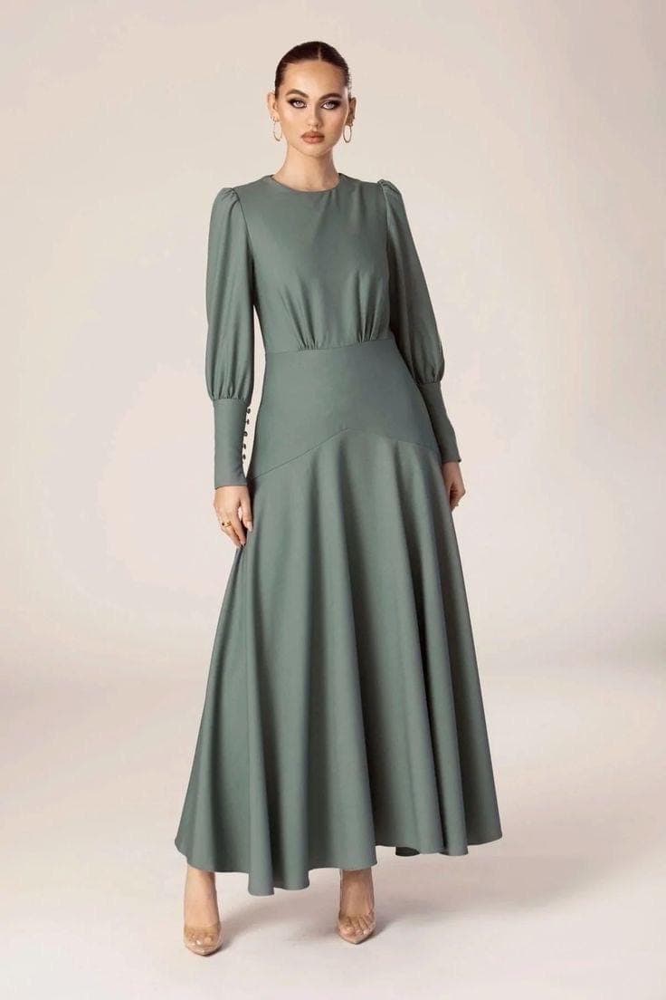 Asilhouette crepe viscose dress| Modest Satin Dress for Special Occasions | Modest fashion | custom made available | Midi satin modest dress - image 4