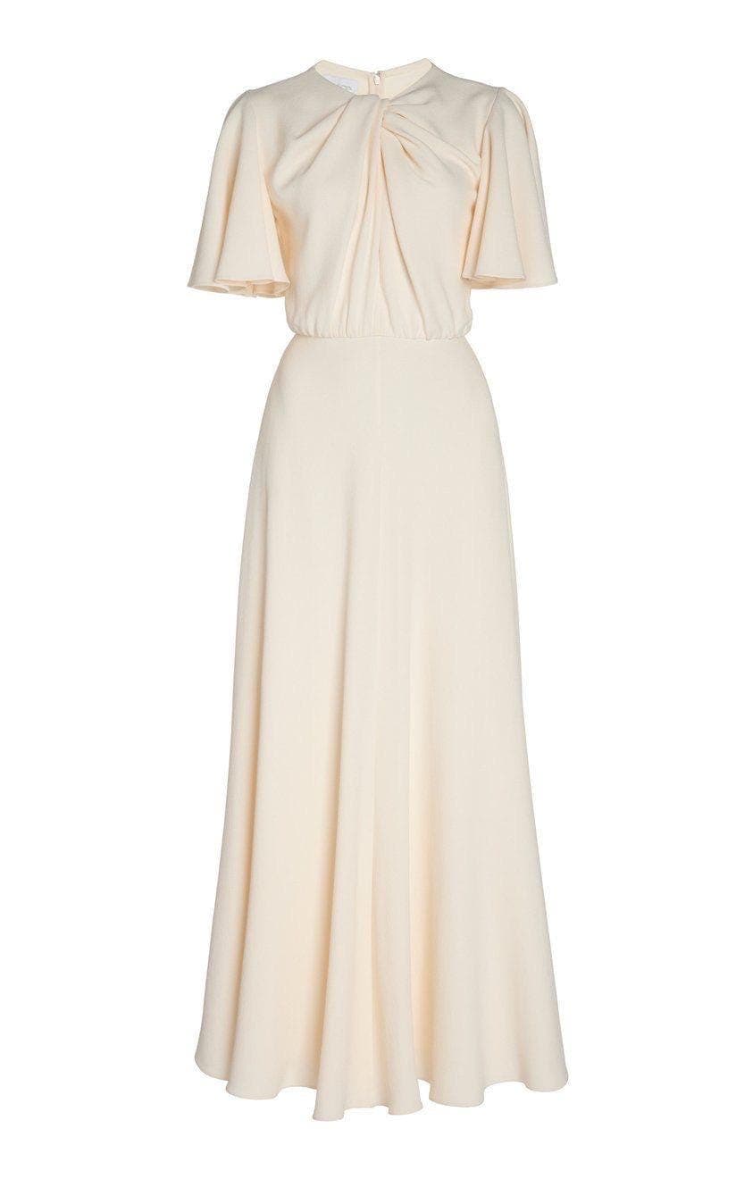 A silhouette off white Gown  | Modest Crepe Dress for Special Occasions | Modest fashion | custom made available | Midi crepe modest dress - image 4