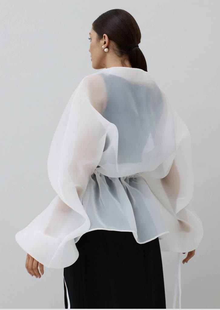 Matte Organza blouse | Can be lined  | modest top |Business style blouse| Tzinut clothing | Minimalist design | Custom made - image 4
