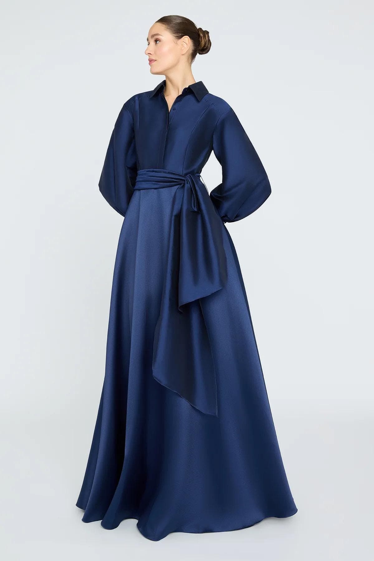 Navy satin  taffeta Gown | Modest Taffeta Dress for Special Occasions |  Modest fashion |  custom made available  | Taffeta modest gown - image 5
