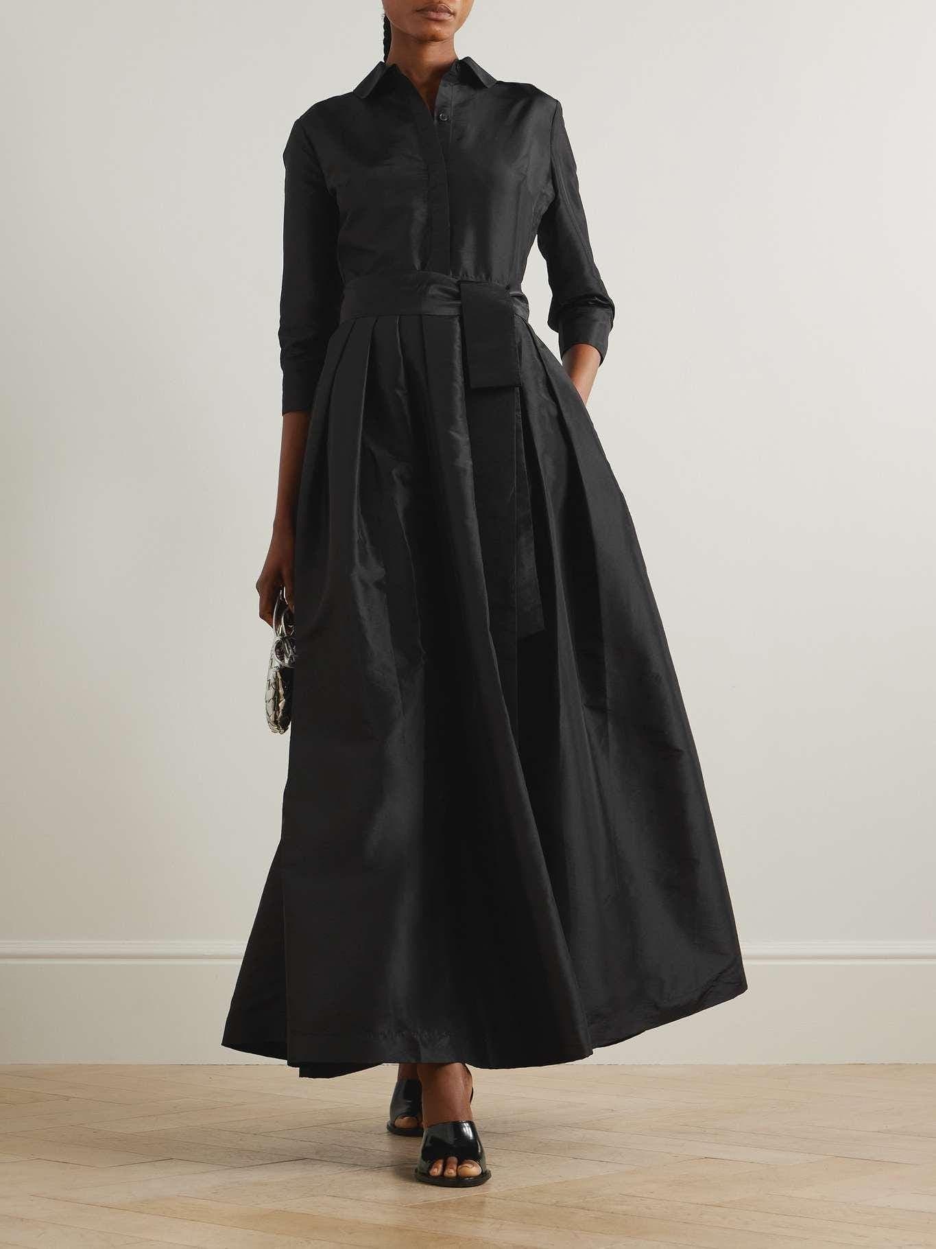 Black taffeta maxi dress | Buttoned shirt dress | Modest fashion | Modest Dress | Customisable | More colours available | Tzinut outfits