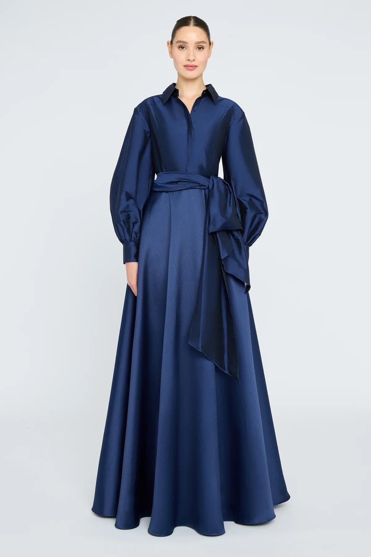 Navy satin  taffeta Gown | Modest Taffeta Dress for Special Occasions |  Modest fashion |  custom made available  | Taffeta modest gown - image 3