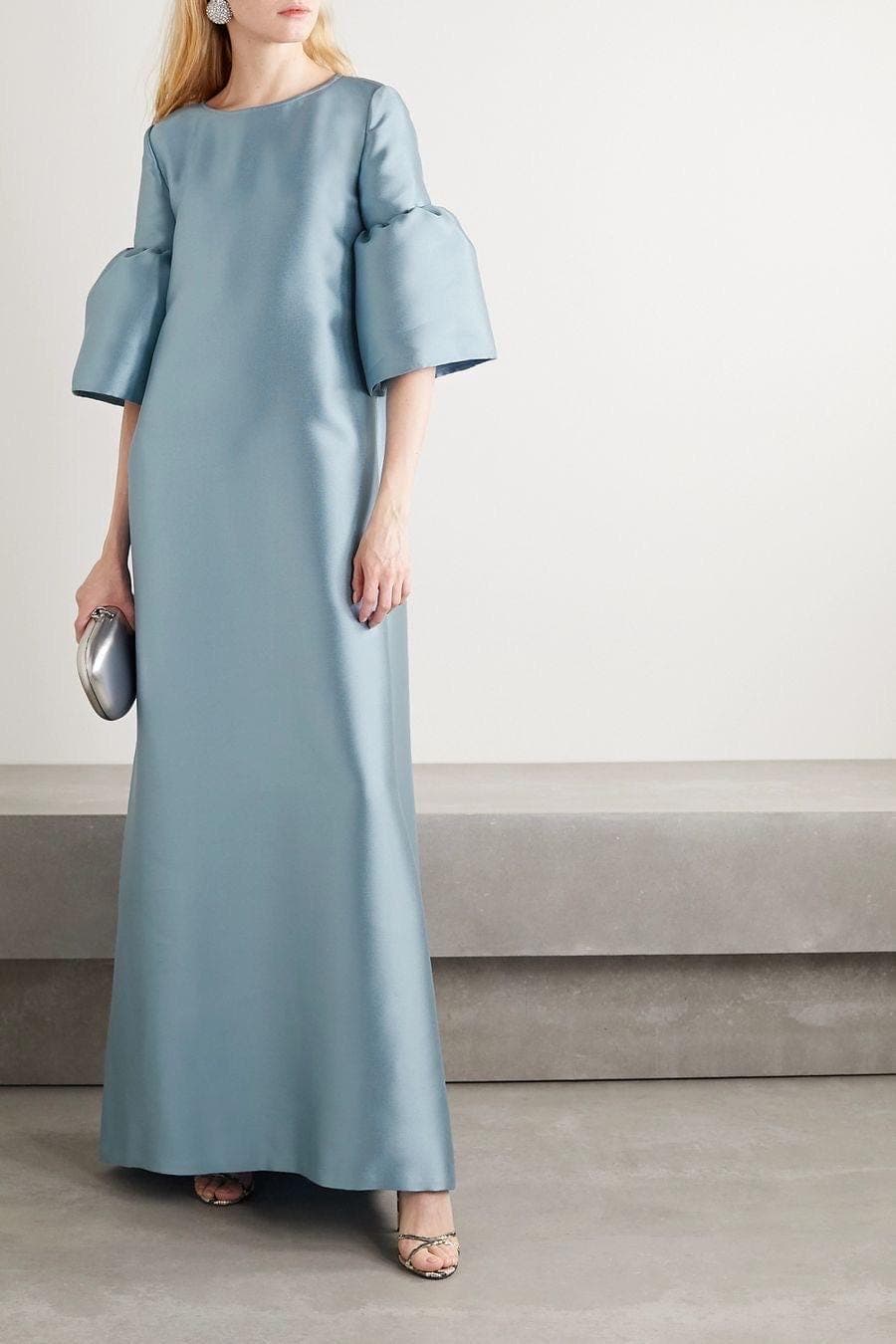 Straight  silhouette  gown  | Modest Satin Dress for Special Occasions | Modest fashion | custom made available | Midi satin modest dress - image 3