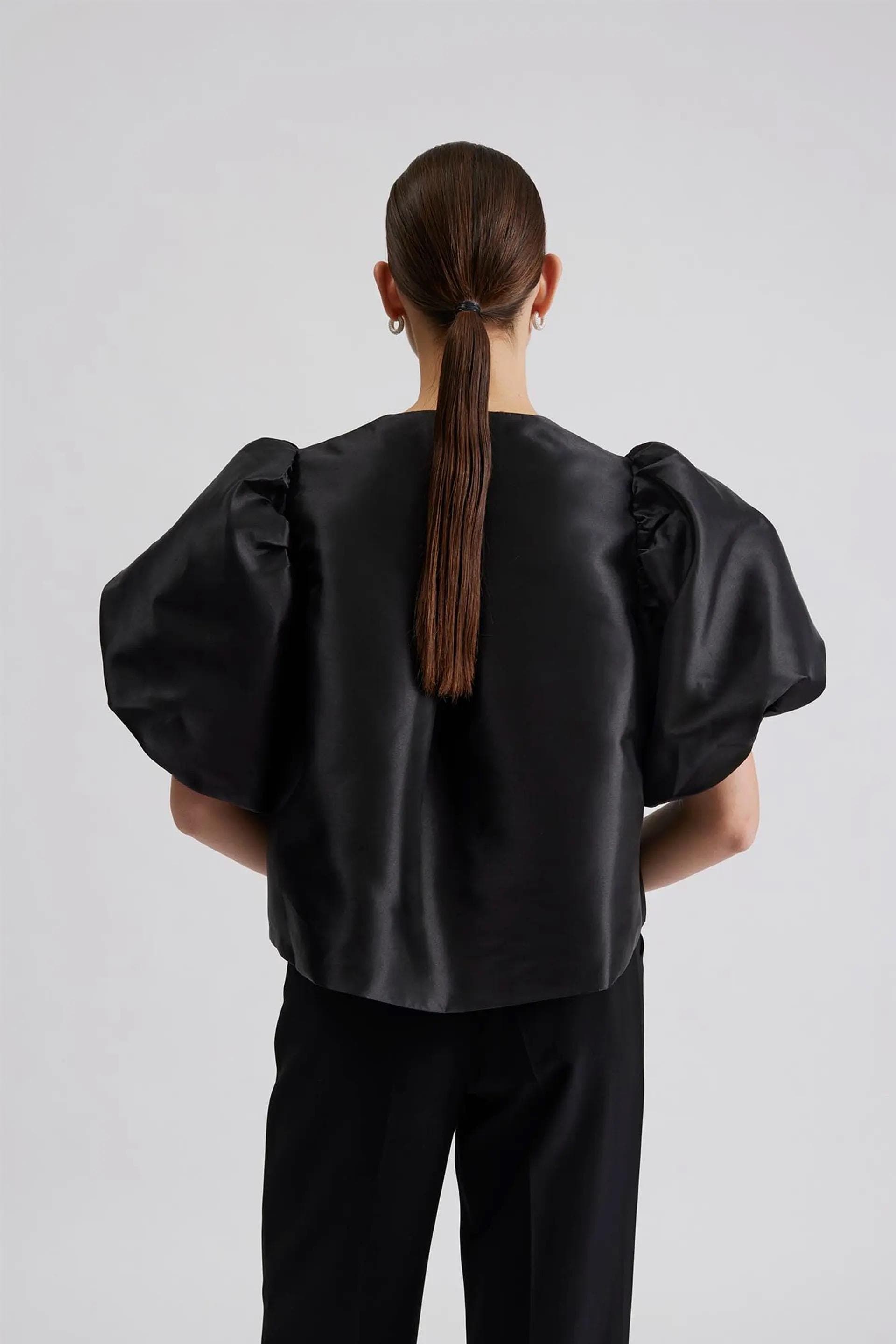 Blouse with pouf balloon sleeve in black | Modest Fashion | Elegant style | Women business outfit| Made to measure available |more colours - image 4