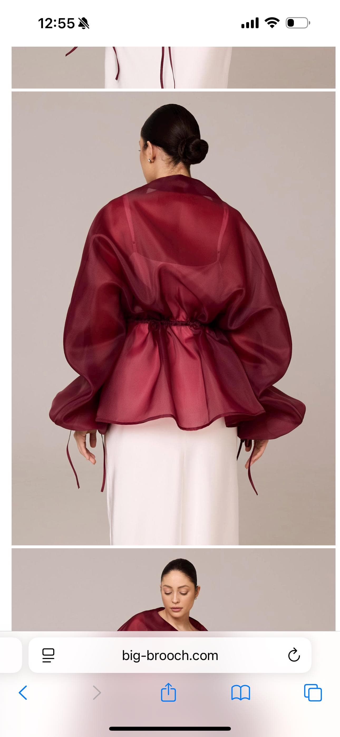 Organza blouse burgundy |  modest top |Business style blouse| Tzinut clothing | Minimalist design | Custom made available - image 3