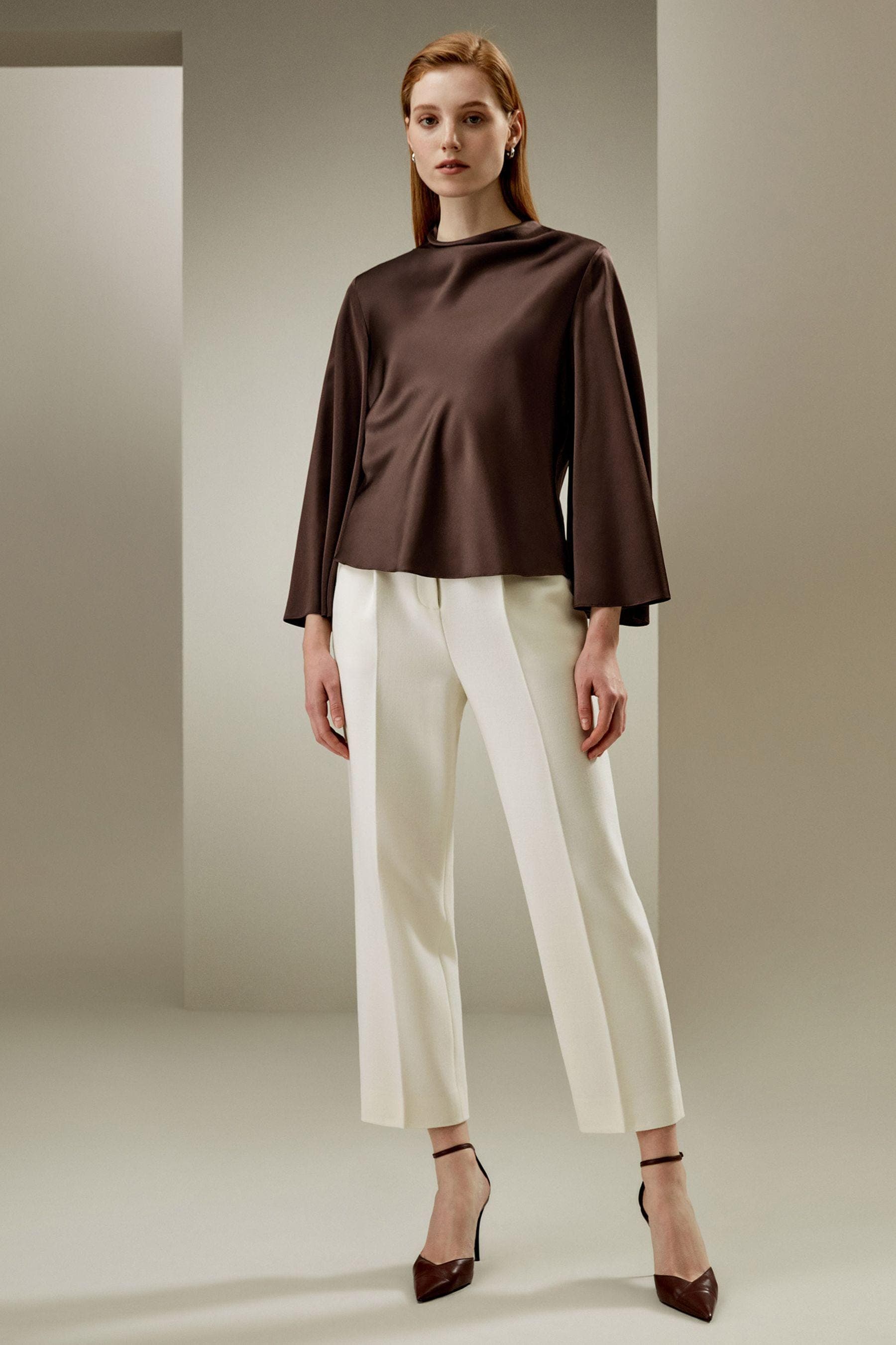 Bell sleeves minimalist silk satin  top | Modest fashion | Modest Style | Kosher outfits| Customisable | Colours options |
