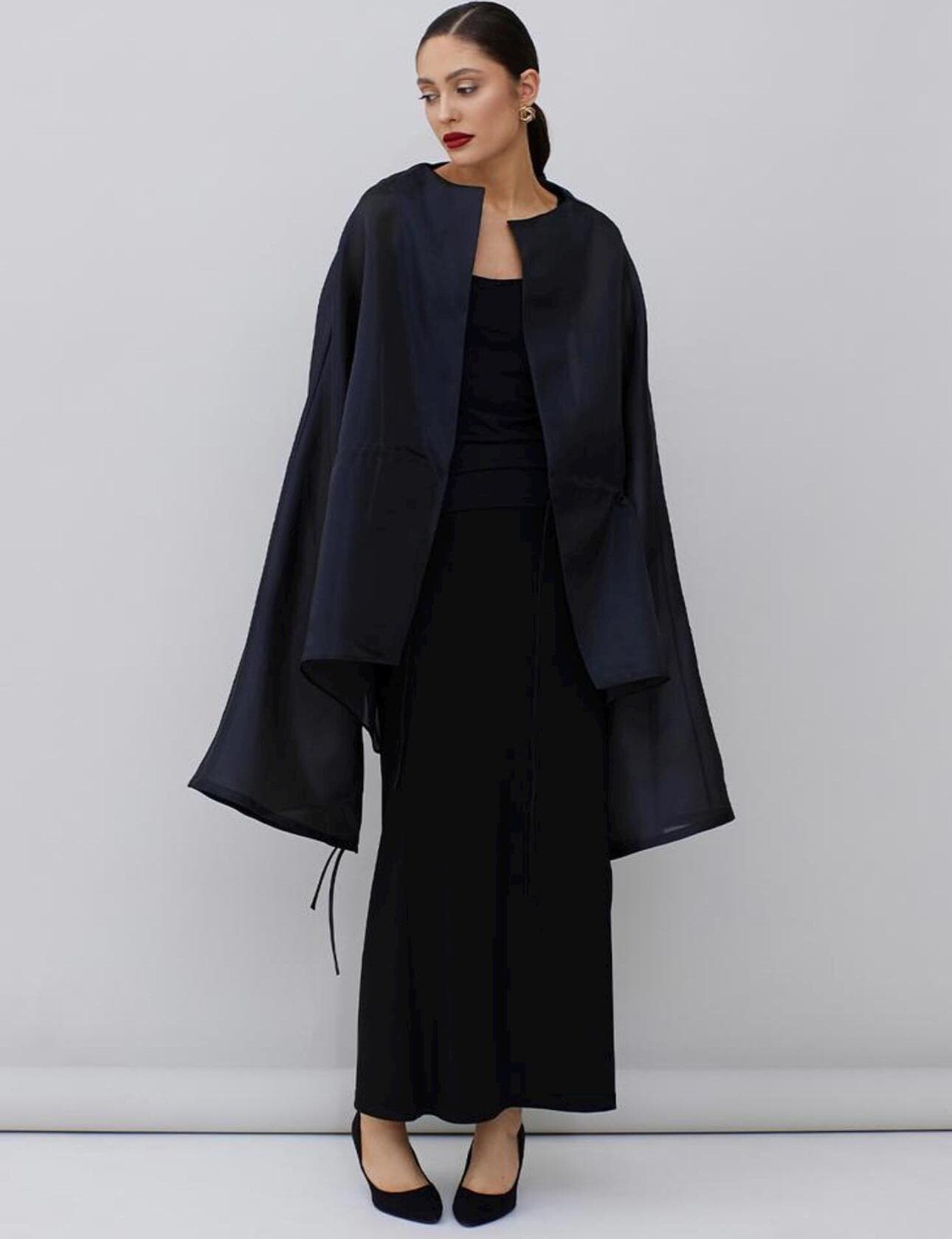 Matte Organza blouse black | Can be lined  | modest top |Business style blouse| Tzinut clothing | Minimalist design | Custom made - image 4