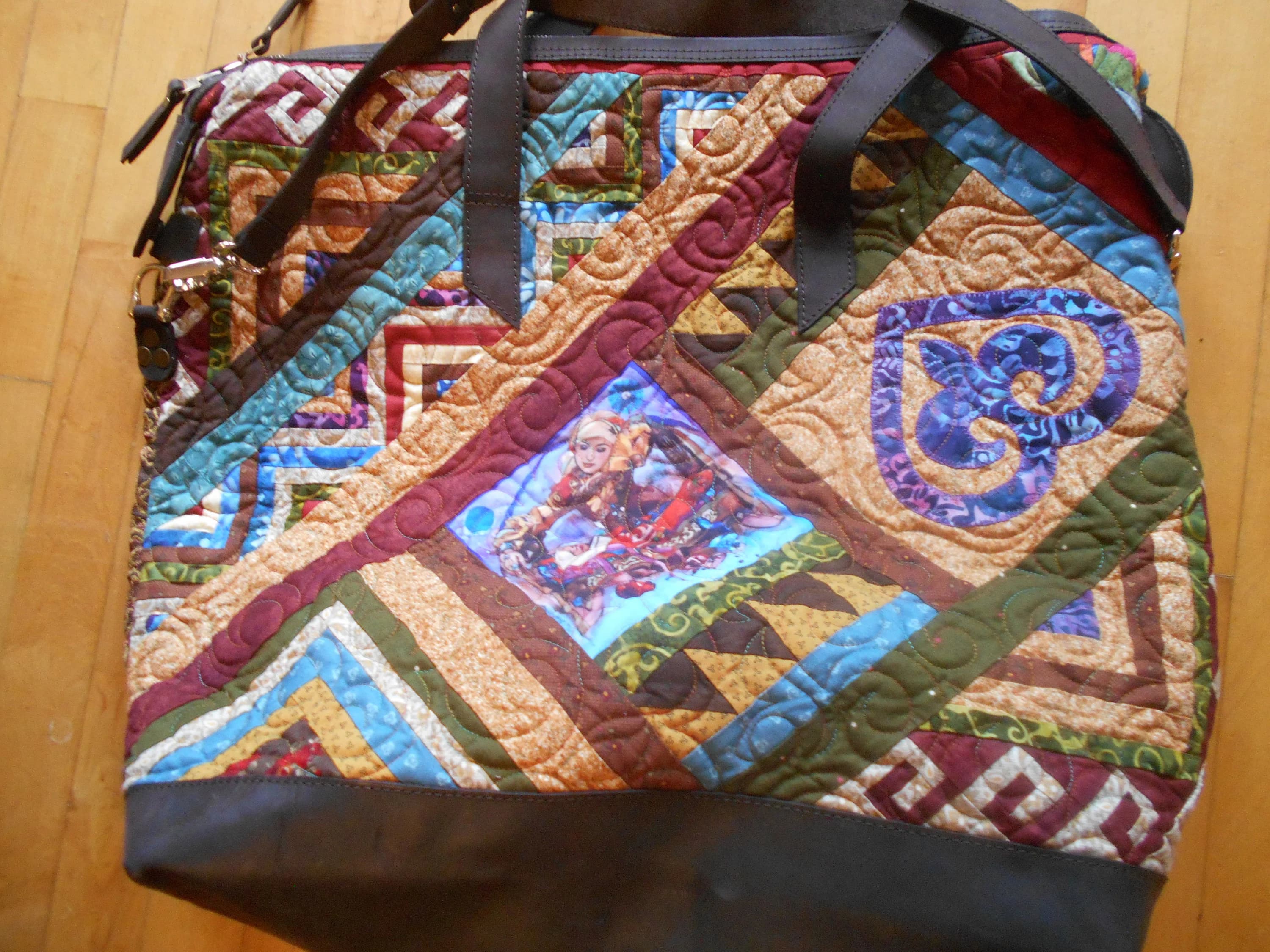 Kazakh Designer Handmade Big Travel Bag. Patchwork from Scratch. Ecological. Unique