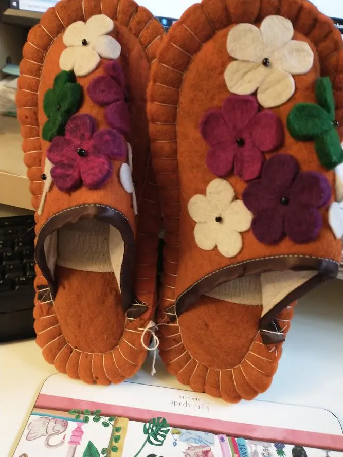 Kazakh Kyrgyz Felted Wool Slippers Size 8