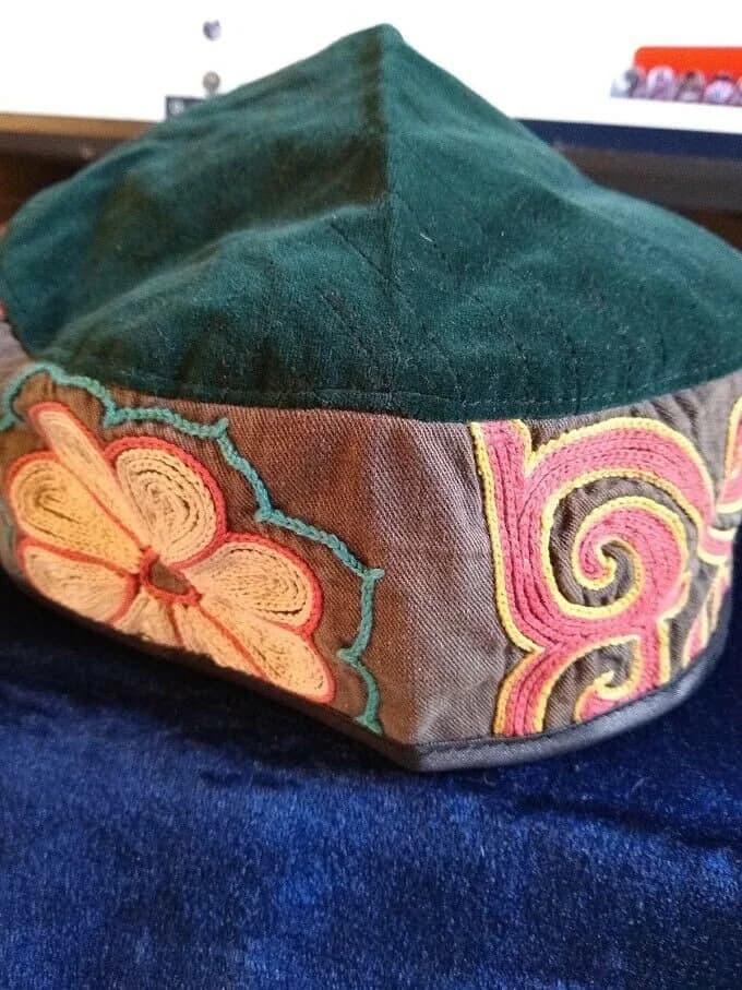 Size L/XL. Skull-Cap.Kufi.Tubeteika.Kippah.Yarmulke.Antique Fabric.Kazakh.