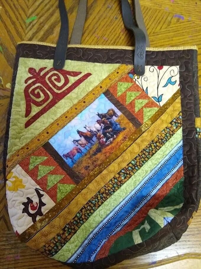 Unique Kazakh Designer Handmade Bag. Patchwork from Scratch.