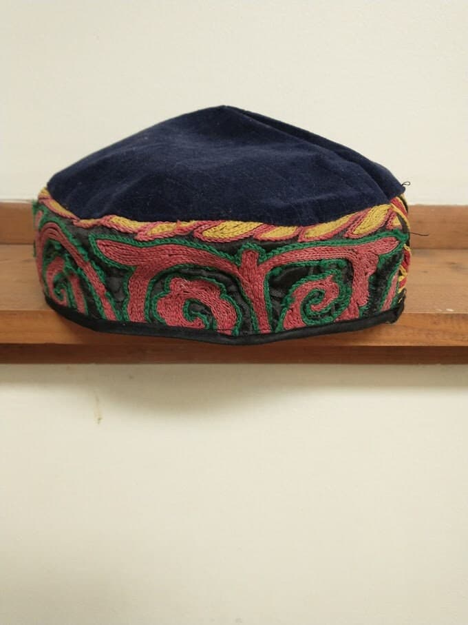 Size XXL Skull-Cap. Hat.Kufi.Tubeteika.Kippah.Yarmulke.Antique Fabric.Kazakh. - image 4