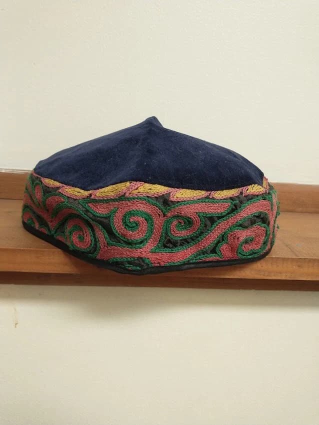 Size XXL Skull-Cap. Hat.Kufi.Tubeteika.Kippah.Yarmulke.Antique Fabric.Kazakh. - image 3