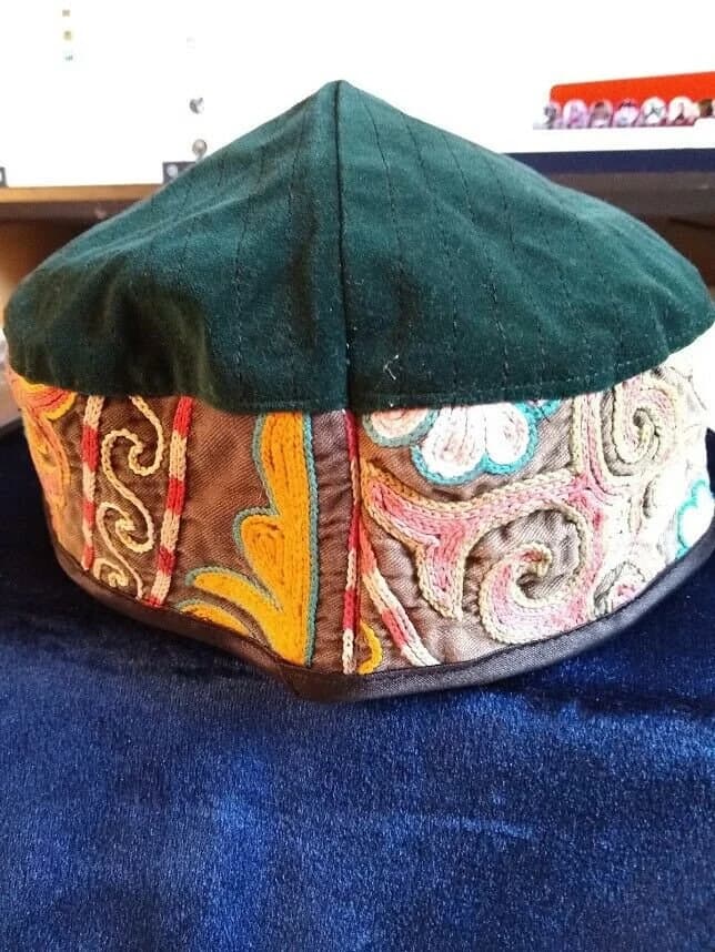 Size L. Skull-Cap.Kufi.Tubeteika.Kippah.Yarmulke.Antique Fabric.Kazakh. - image 4