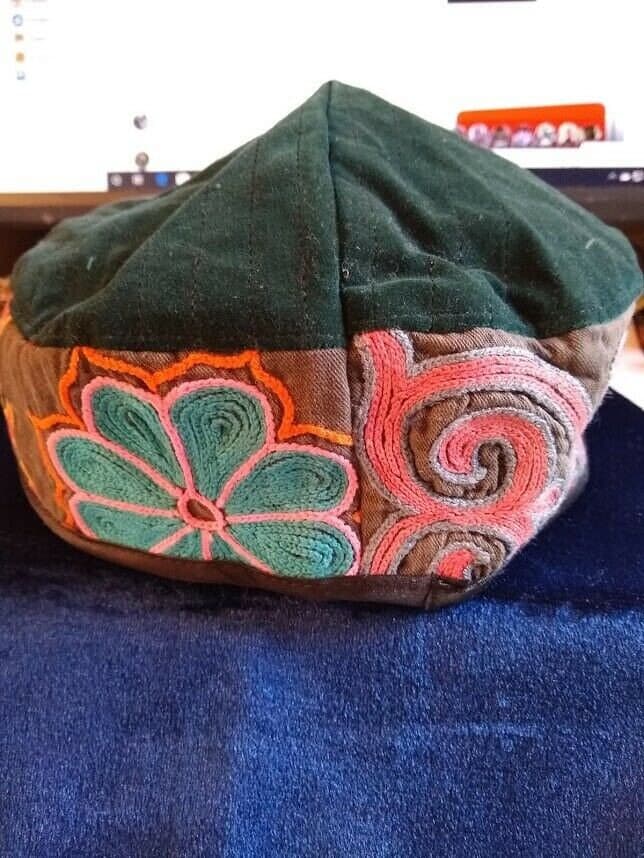 Size L/XL. Skull-Cap.Kufi.Tubeteika.Kippah.Yarmulke.Antique Fabric.Kazakh. - image 3