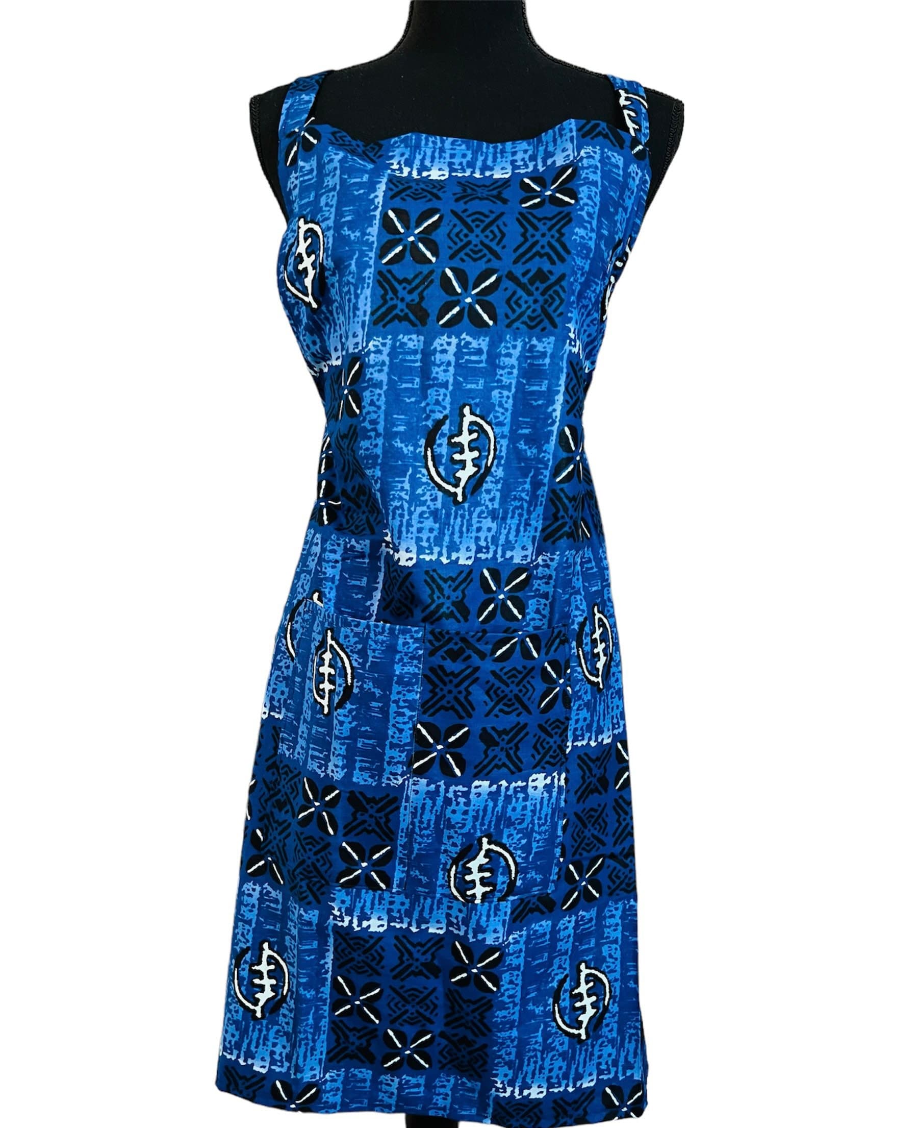 Kente Print Bib Apron with 2-Pockets-African Print Kitchen Apron-Handmade Cooking Apron-Adjustable Chef Apron-Gift for Her - image 3