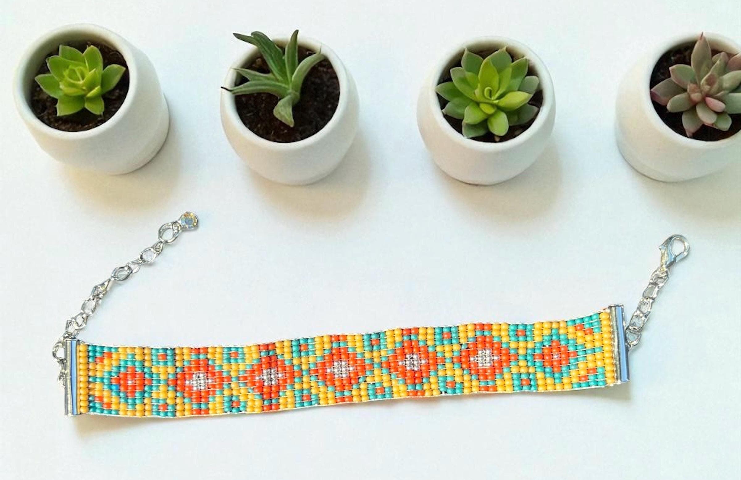 Women's Seed Bead Bracelet-Handwoven  Beaded Bracelet-Women's Loom Bracelet-Clasp Bracelet-Gift For Her