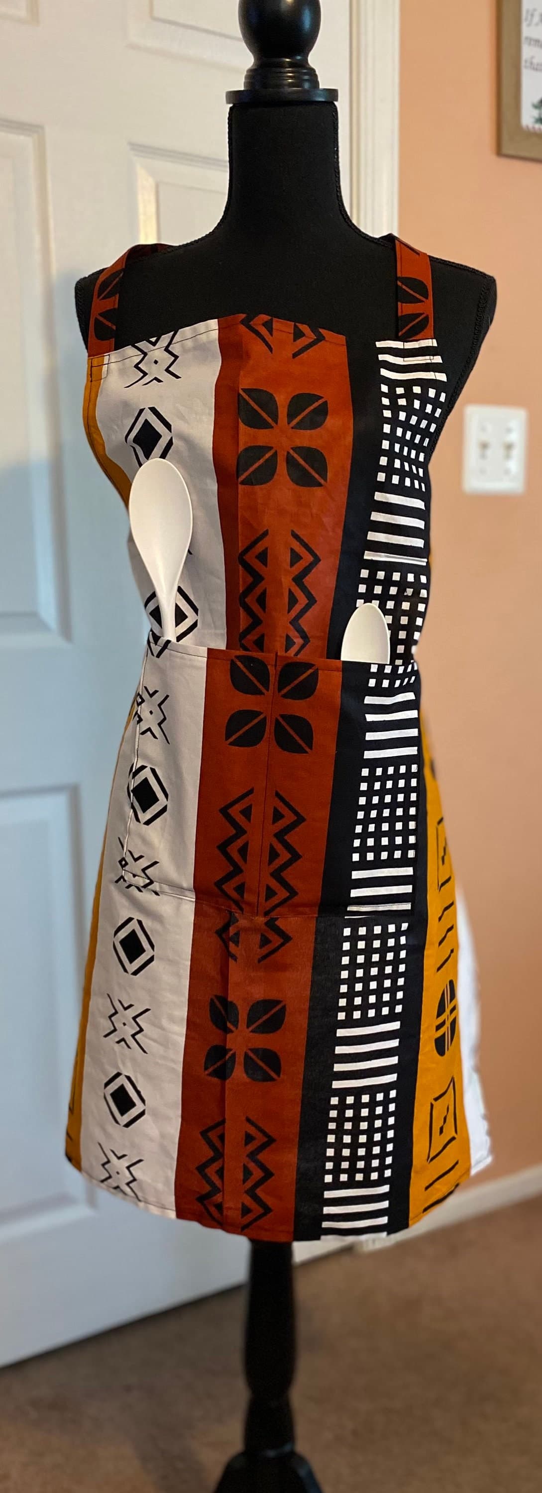 Ankara Print Apron-African Kitchen Apron-Handmade Cooking Apron-Colorful Chef Apron- Cultural Pride Gift-Gift for Her - image 3