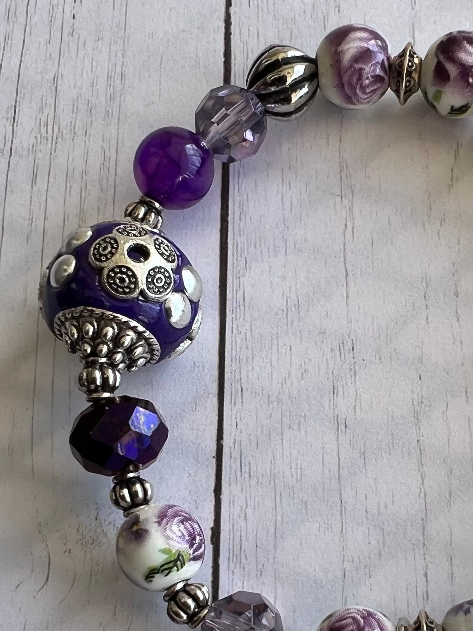 Beaded Bracelet-Women's Stretch Bracelet-Women's Beaded Stretch Bracelet- Handmade Beaded Bracelet-Gift for Her-Charm Bracelet - image 4