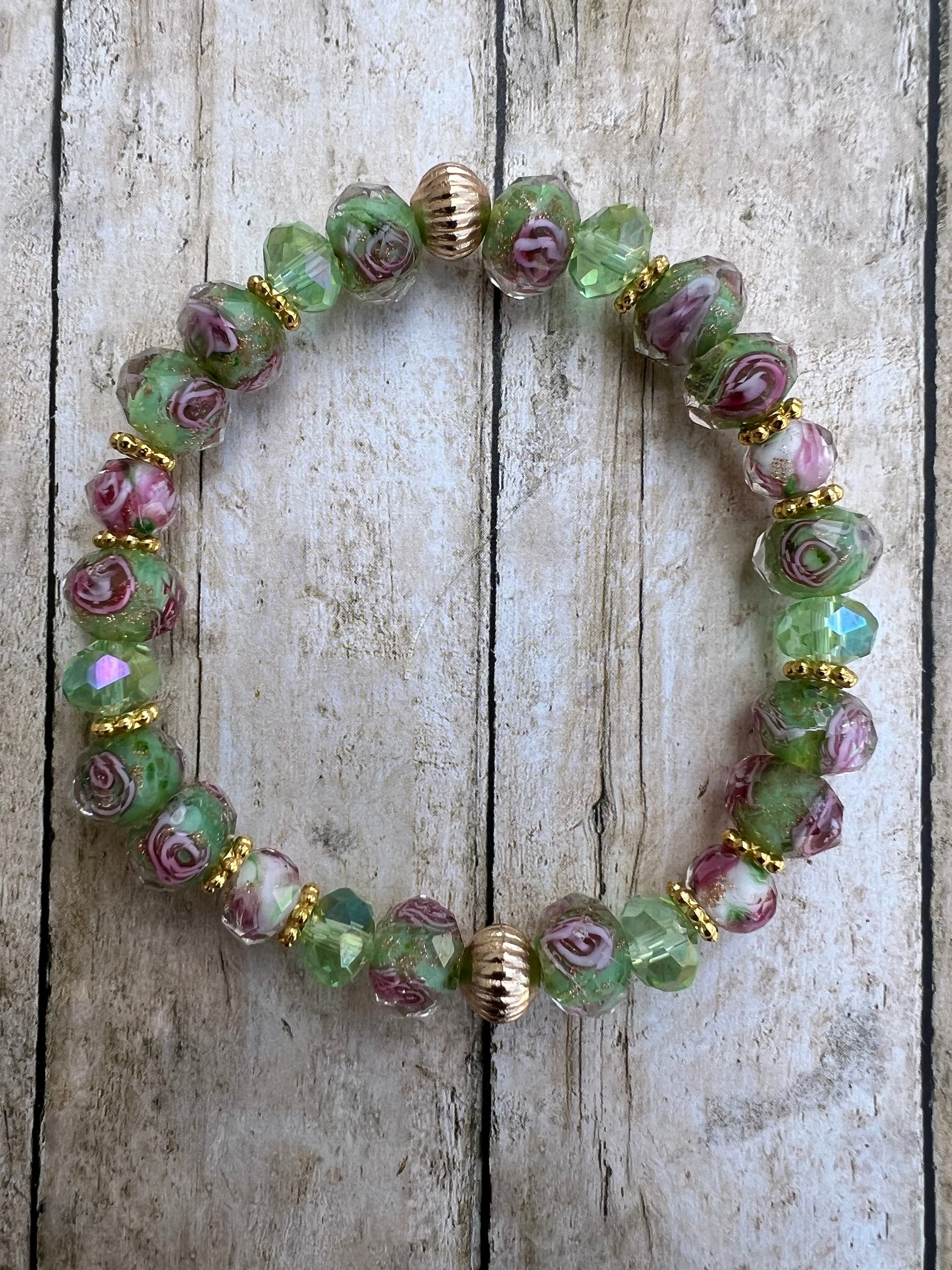 Women's Glass Beaded Bracelet- Women's Stretch Bracelet-Handmade Natural Stone Bracelet-Gift for Her-Handmade Women's Bracelet - image 4