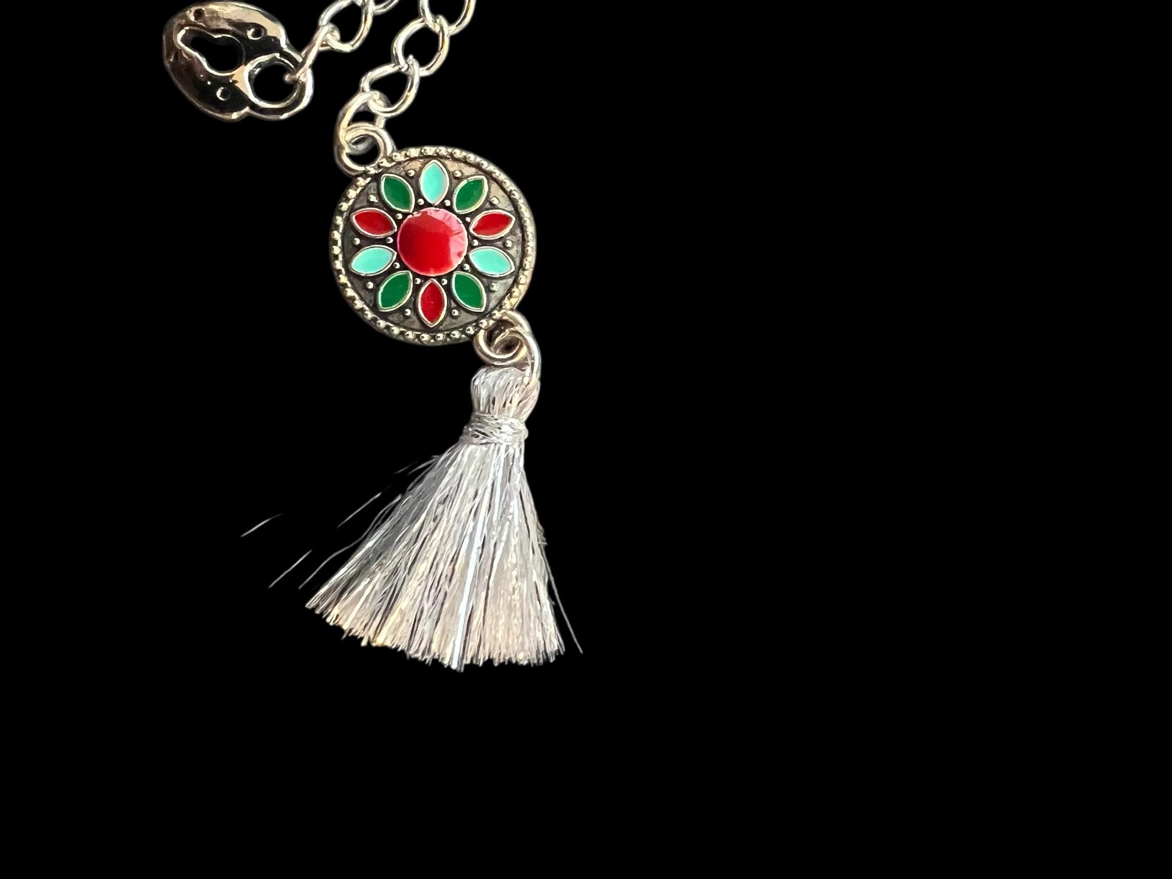 Stretch Beaded Keychain Bracelet-Wristlet Key Ring with Tassel and Charms-Handmade Gift for Women, Cute Accessories - image 5