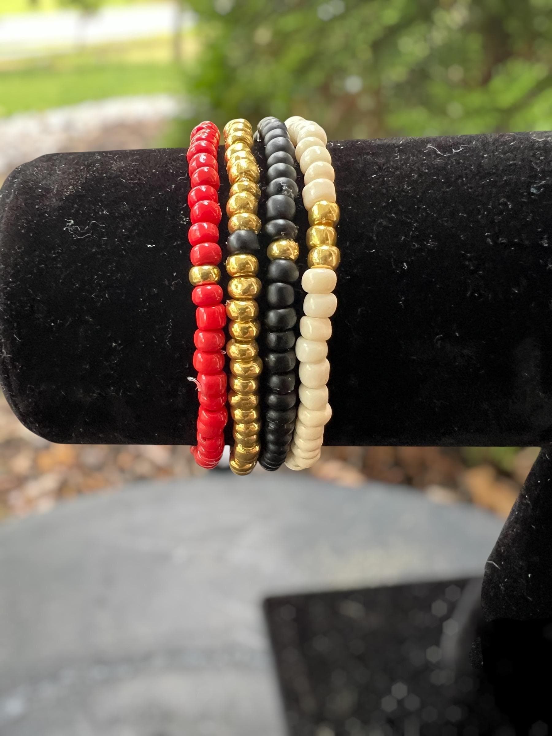Minimalist Black Beaded Bracelet, Simple Gold Accent Bracelet, Faith Inspired Jewelry, Everyday Stretch Bracelet, Gift for Her - image 3