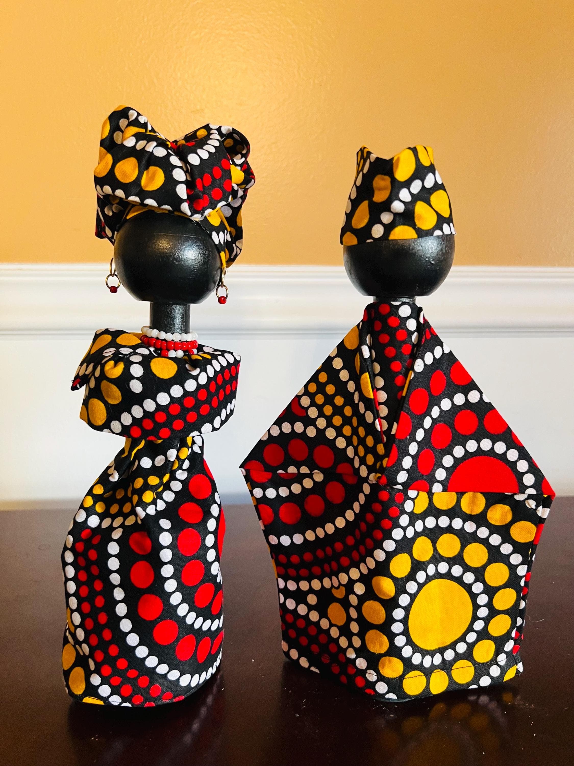 Authentic Kente Wooden Peg Dolls