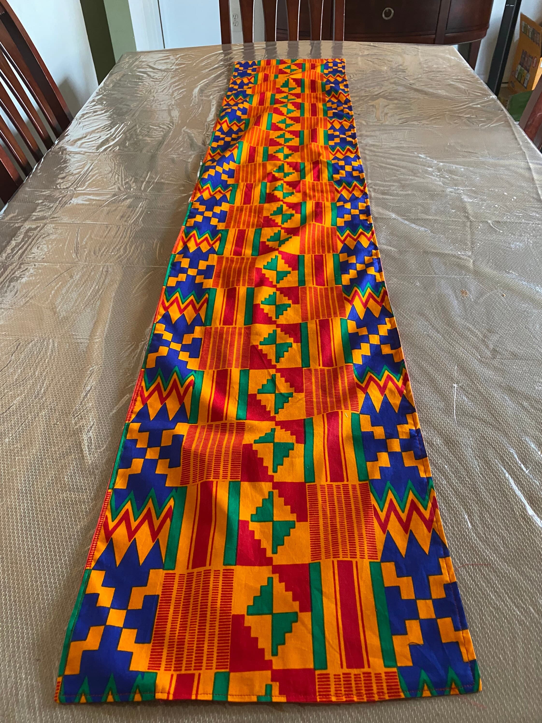 Kente Cloth Table Runner-African Print Table Runner-African Print Table Runner and Placemats-Handmade Table Runner-African Decor- - image 5