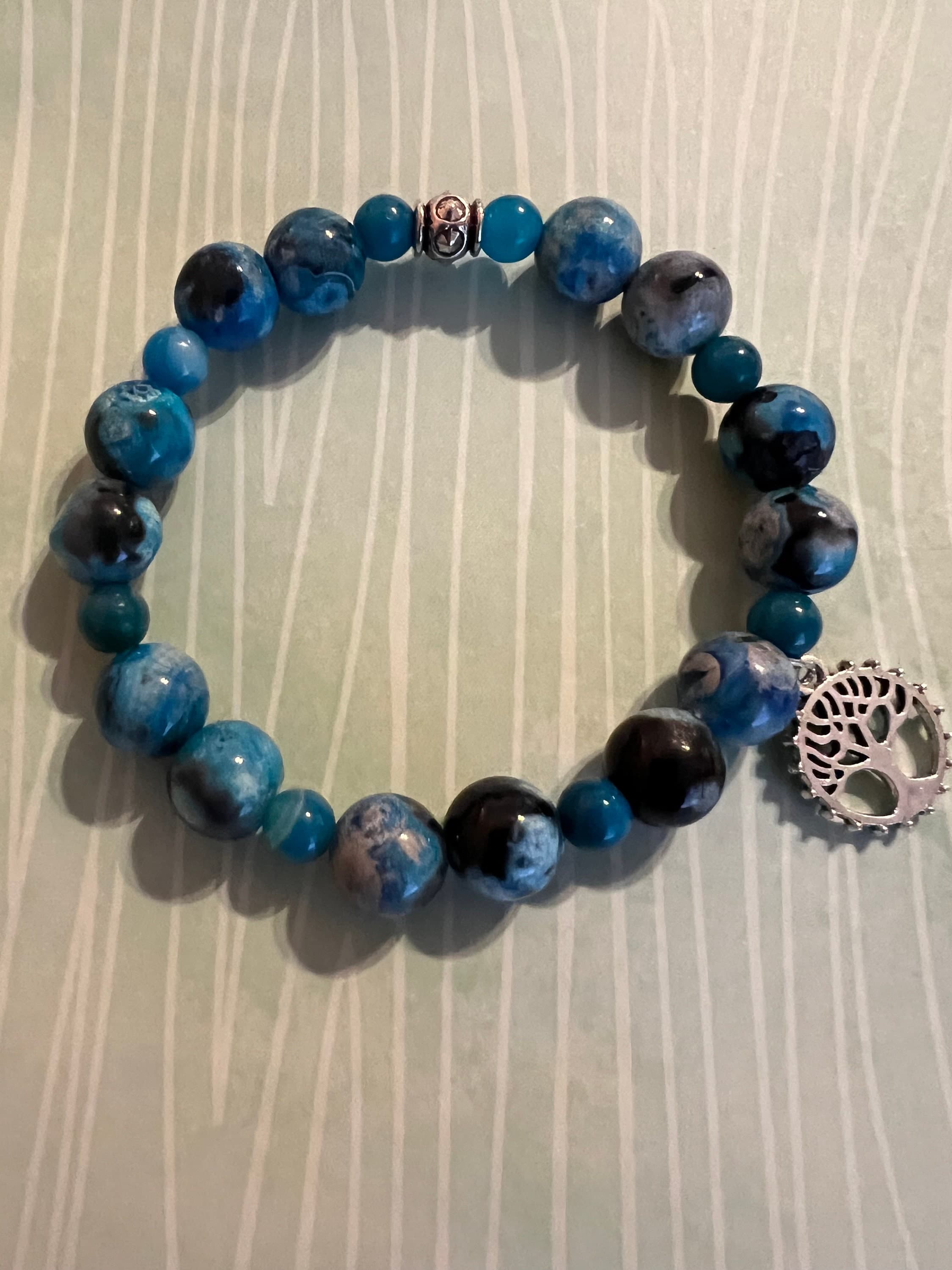 Beaded Bracelet for Men-Natural Agate Stone-Healing Stone Jewelry-Gift for Him- - image 5