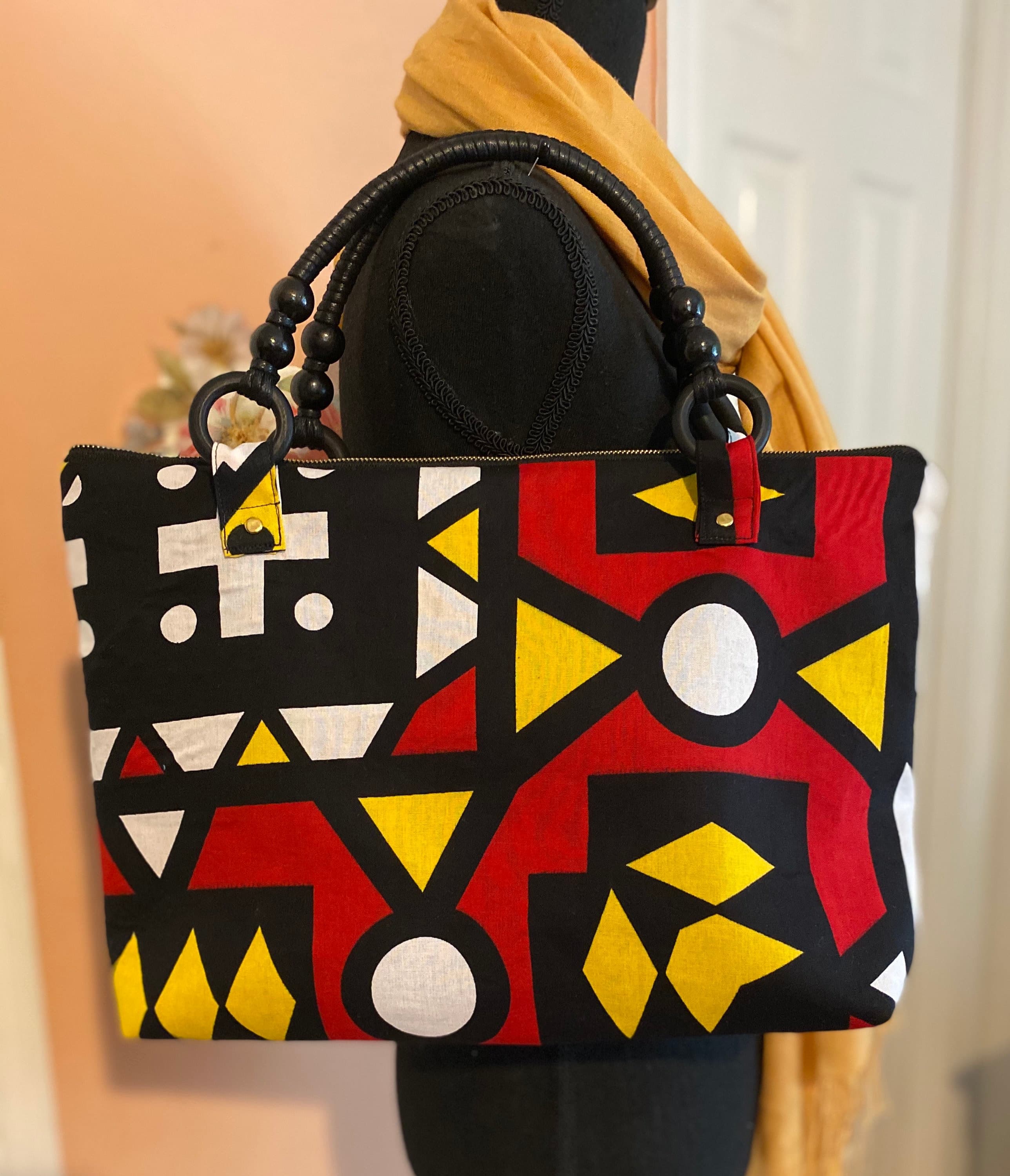 Kente Tote Bag-African Print Tote Bag-Women's Tote Bag-Gift for Her-Women's Shoulder Bag- African Print Purse-Handmade Women't Purse