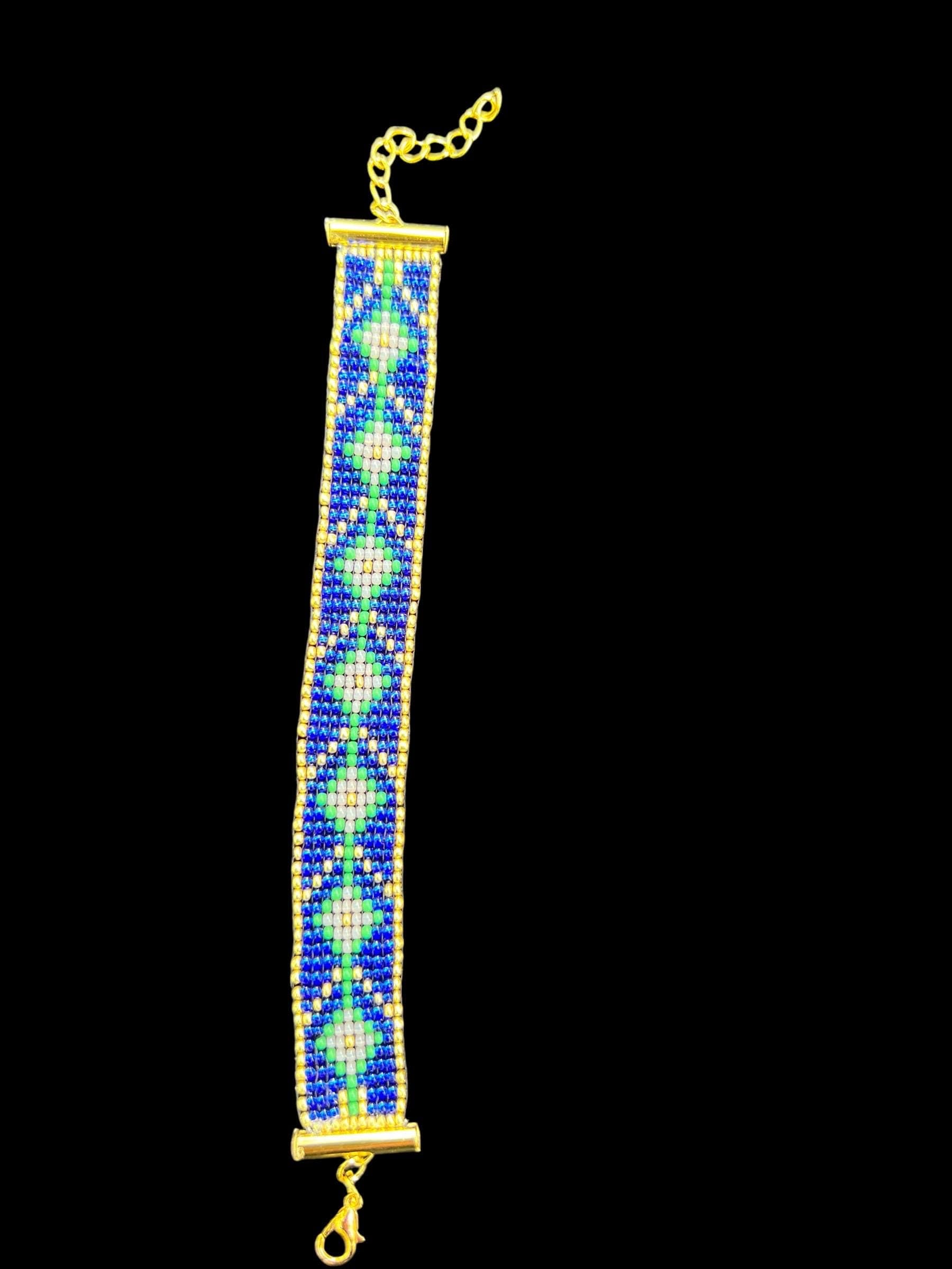 Women's Seed Bead Bracelet-Women's Loom Bracelet-Handwoven Seed Bead Bracelet-Gift for Her-Islamic Design Bracelet