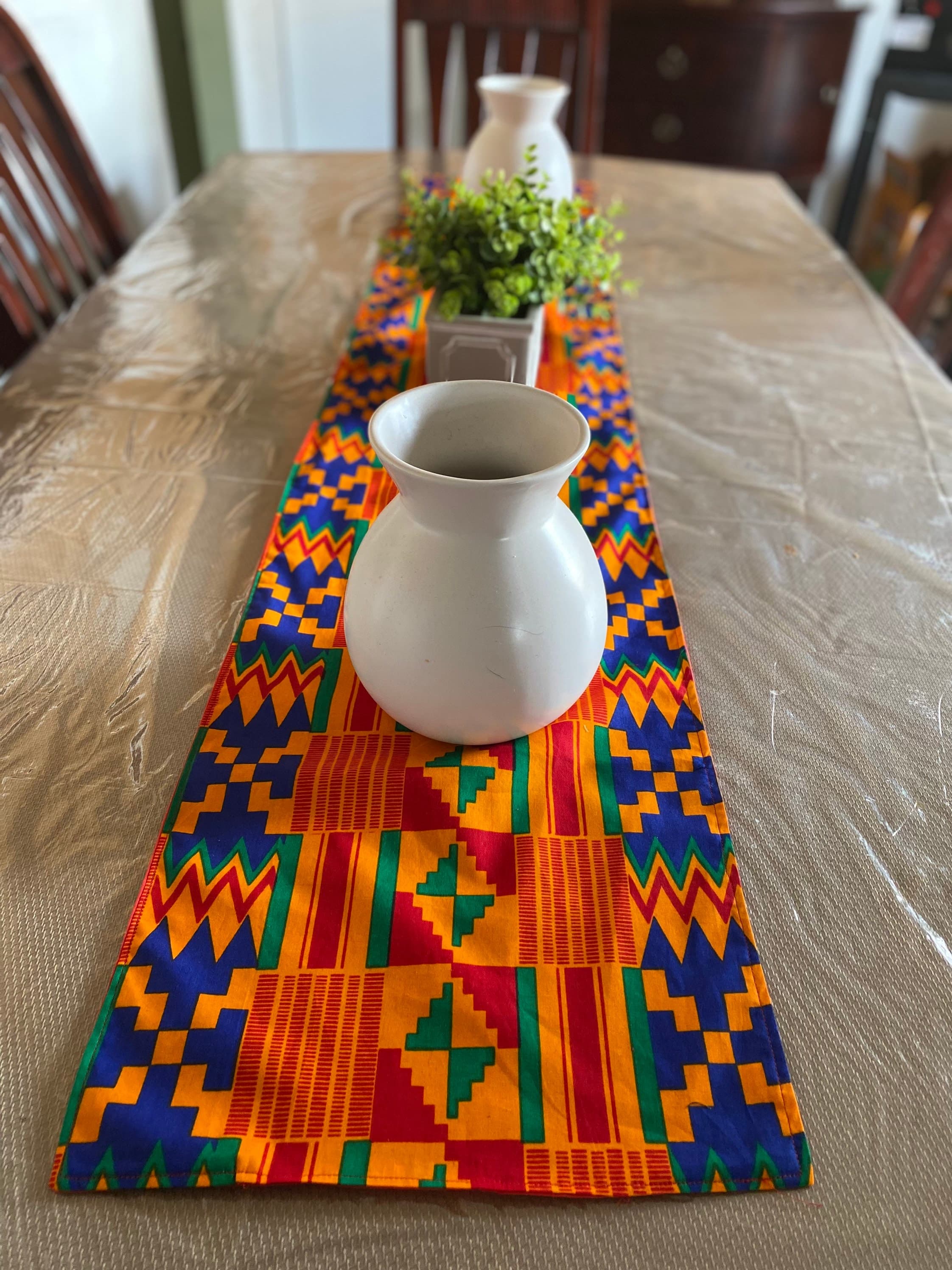 Kente Cloth Table Runner-African Print Table Runner-African Print Table Runner and Placemats-Handmade Table Runner-African Decor-