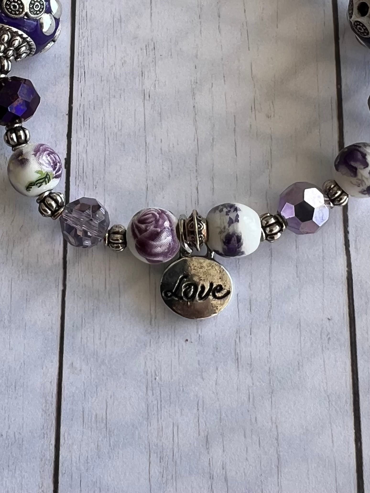 Beaded Bracelet-Women's Stretch Bracelet-Women's Beaded Stretch Bracelet- Handmade Beaded Bracelet-Gift for Her-Charm Bracelet - image 5