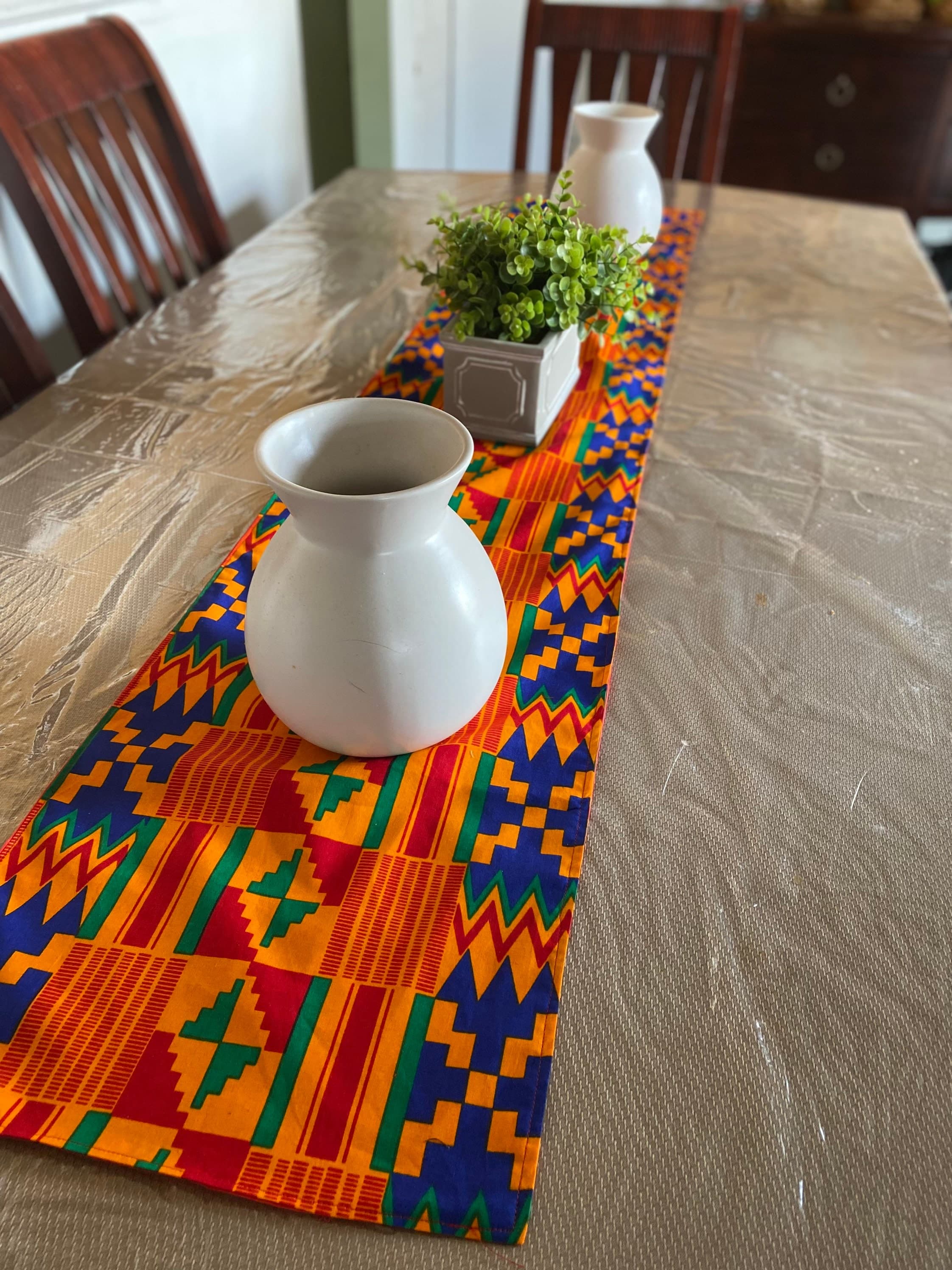 Kente Cloth Table Runner-African Print Table Runner-African Print Table Runner and Placemats-Handmade Table Runner-African Decor- - image 3