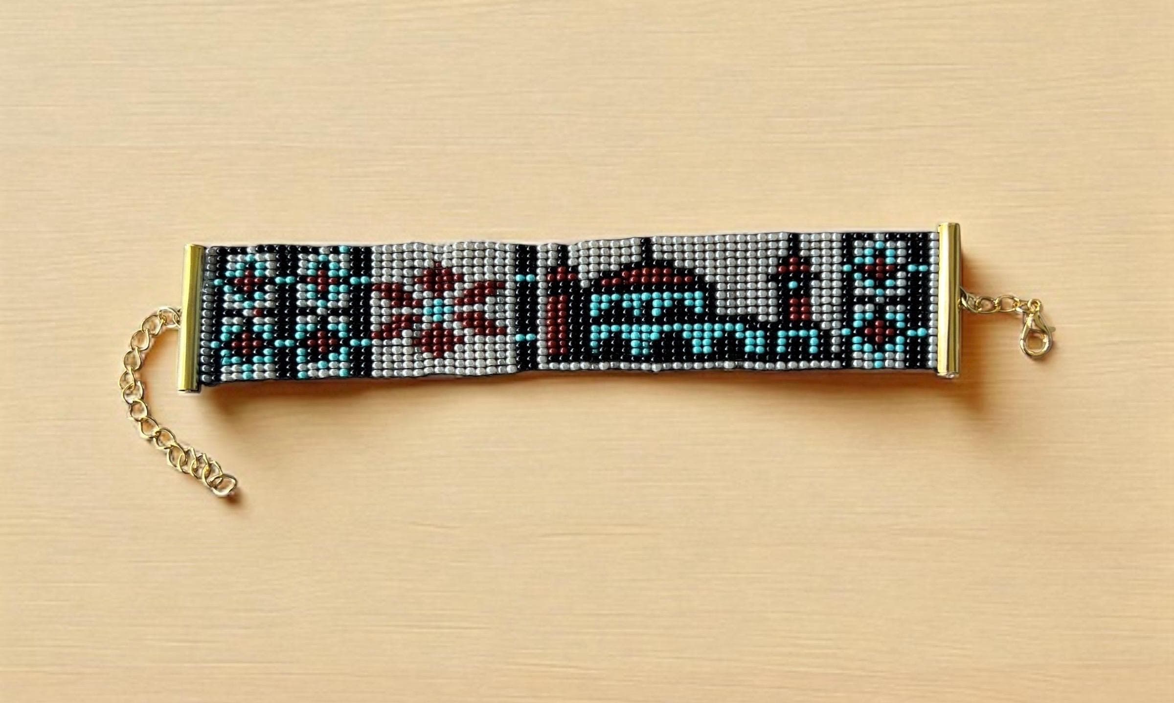 Women's Beaded Bracelet-Women's Loom Seed Bracelet-Handwoven Seed Bracelet-Islamic Design Bracelet-Gift for Her-