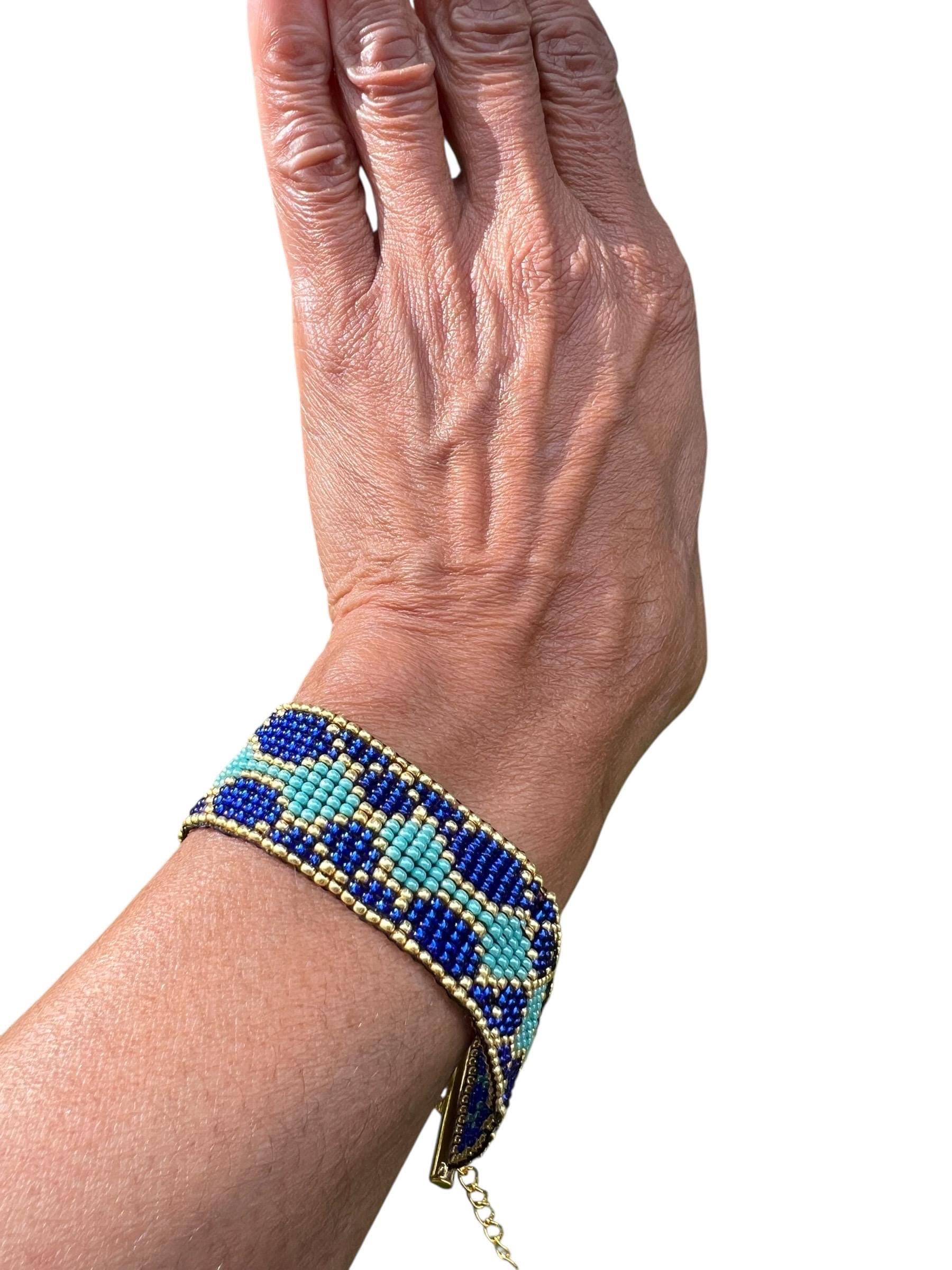 Women's Beaded Bracelet-Women's Loom Seed Bracelet-Handwoven Seed Bead Loom Bracelet-Islamic Design Bracelet-Gift for Her - image 5