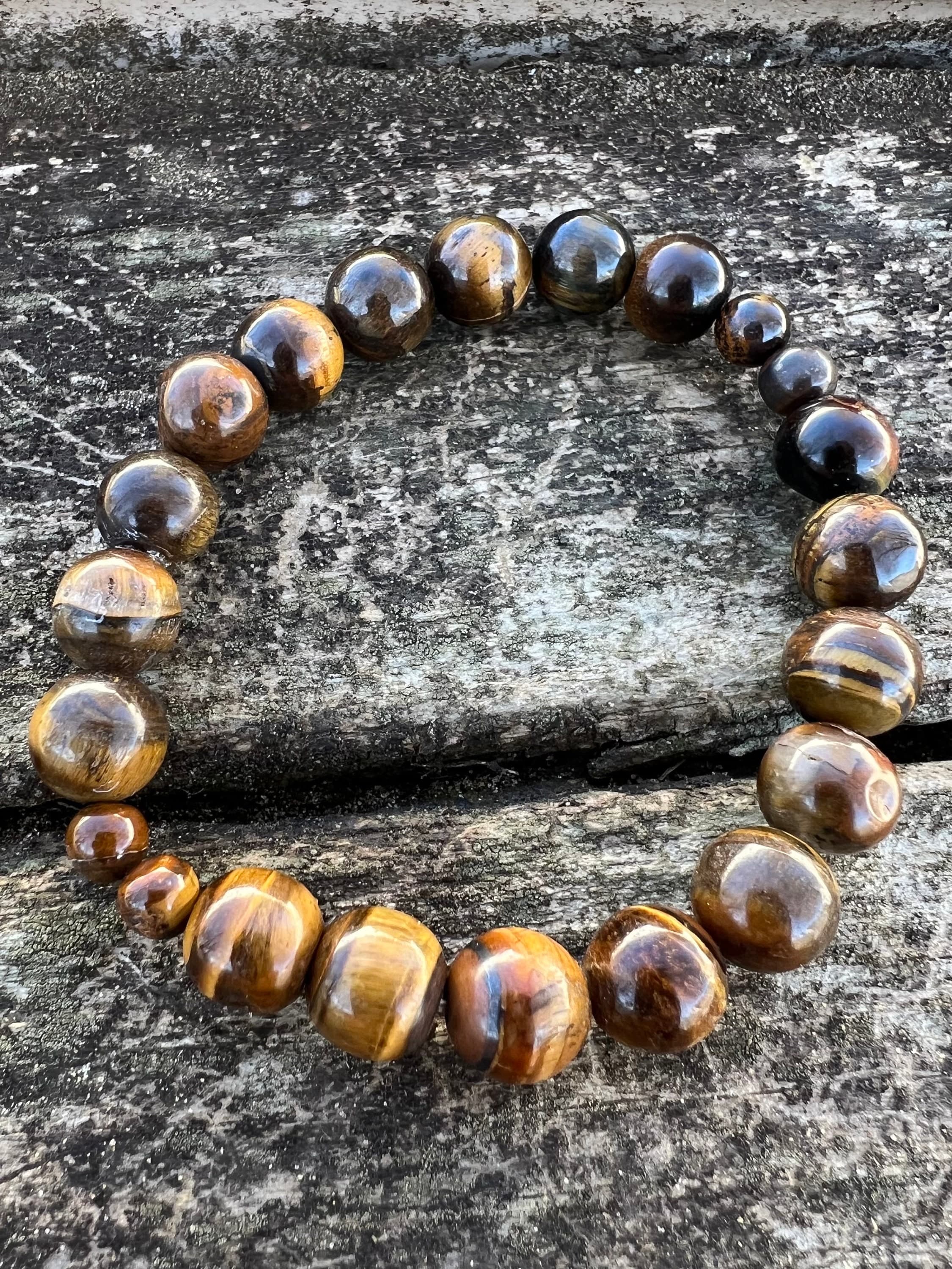 Tiger’s Eye Bracelet for Men- Beaded Stretch Bracelet-Natural Stone Jewelry-Protection Bracelet-Gift for Him - image 4