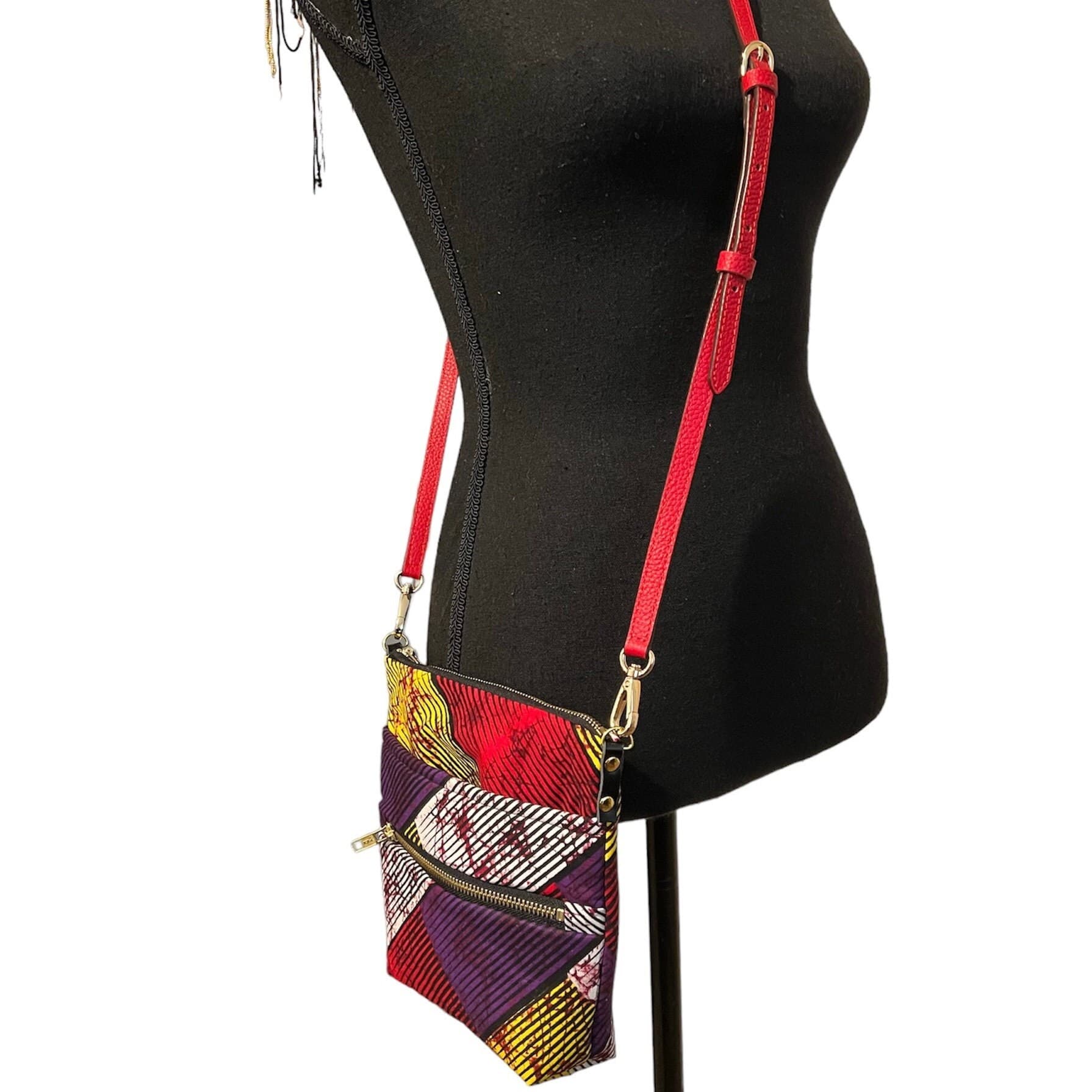 African Print mini Crossbody Bag-Handmade Ankara Print bag-Stylish Small Bag- Unique Gift for Her-Shoulder Bag-Black Owned Gift - image 4