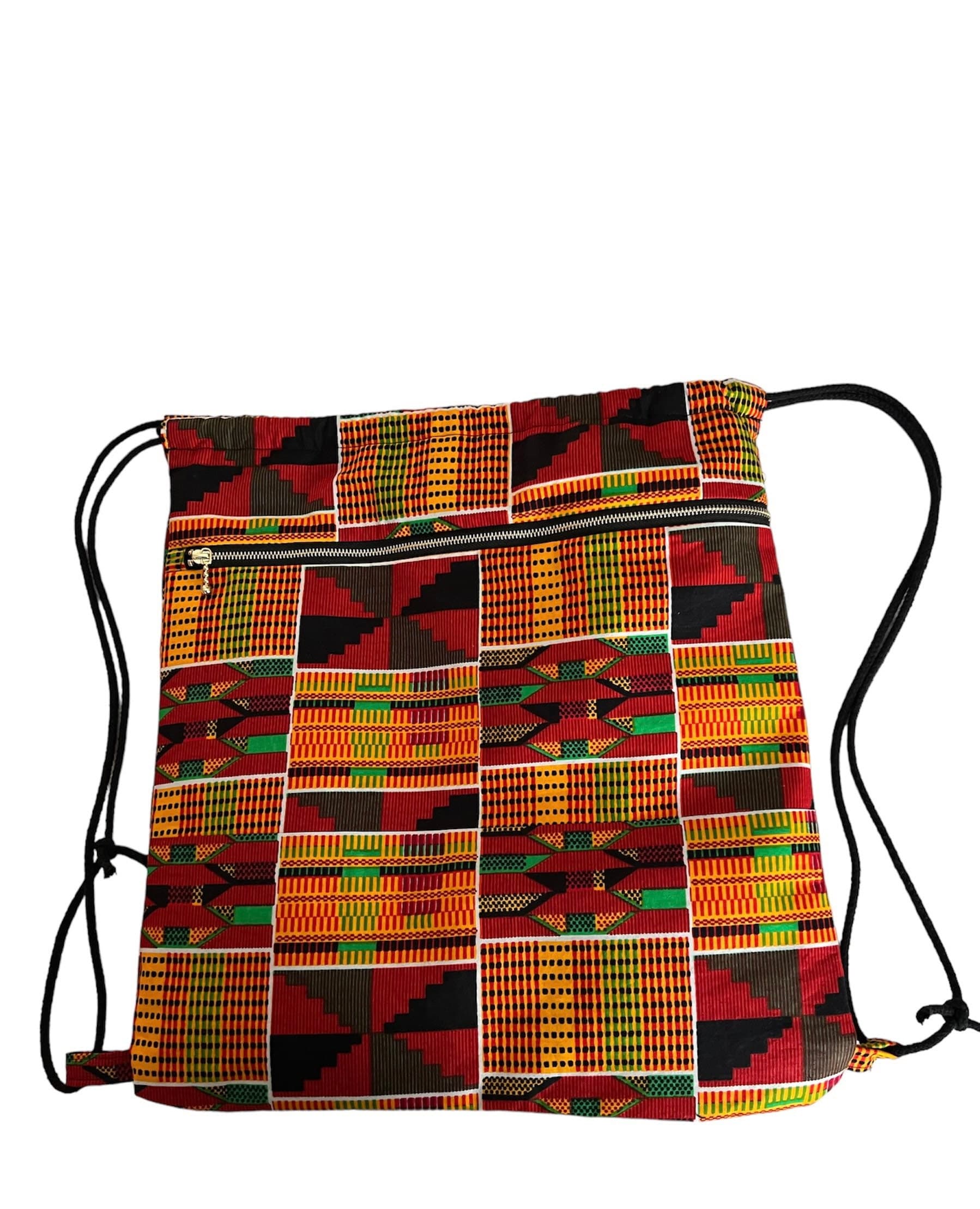 Kente Drawstring Bag-African Print Backpack-Handmade Cinch Bag-Lightweight Everyday Bag-Gift for Her/Him-African Kente Drawstring Backpack