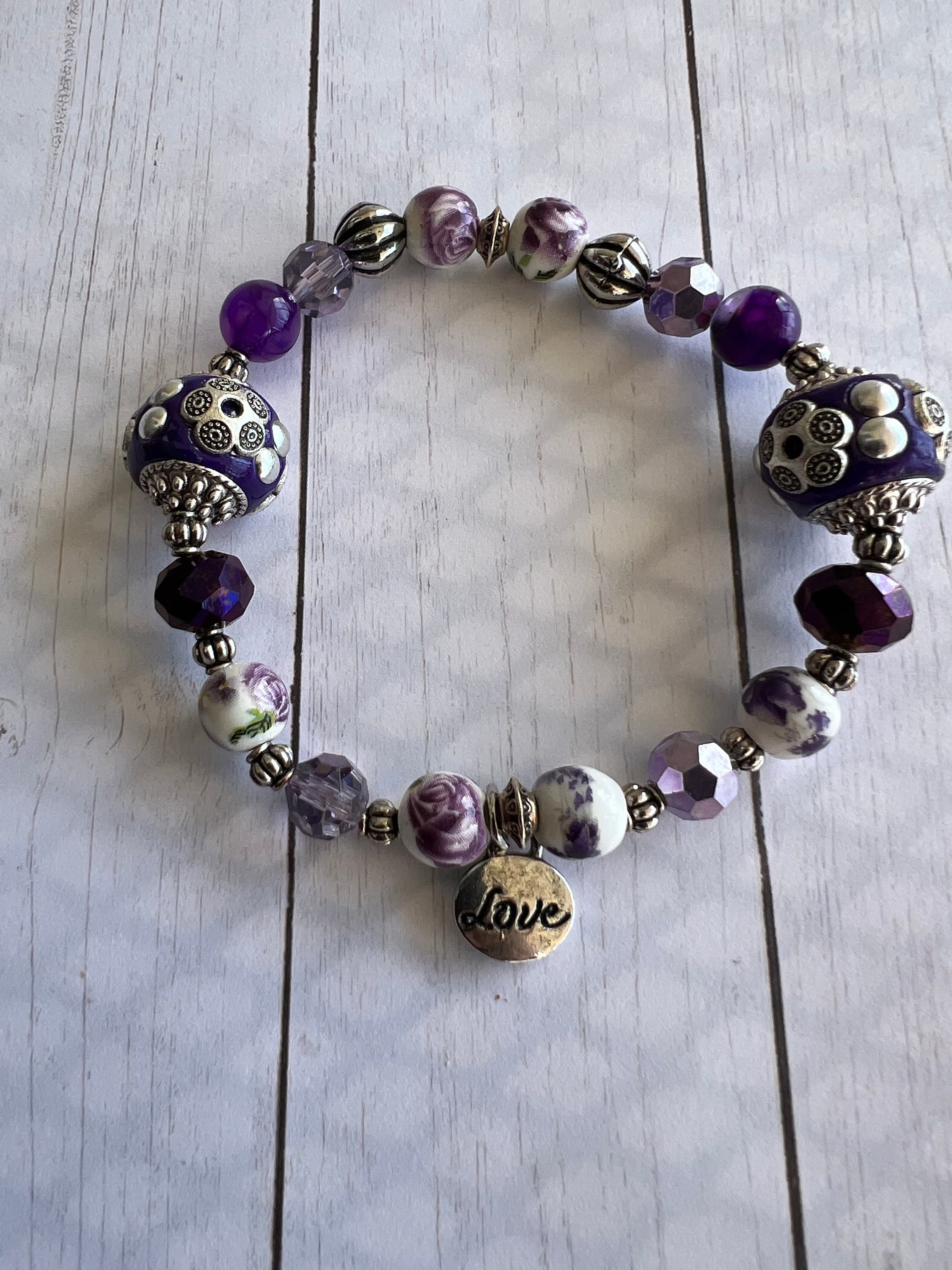 Beaded Bracelet-Women's Stretch Bracelet-Women's Beaded Stretch Bracelet- Handmade Beaded Bracelet-Gift for Her-Charm Bracelet - image 3