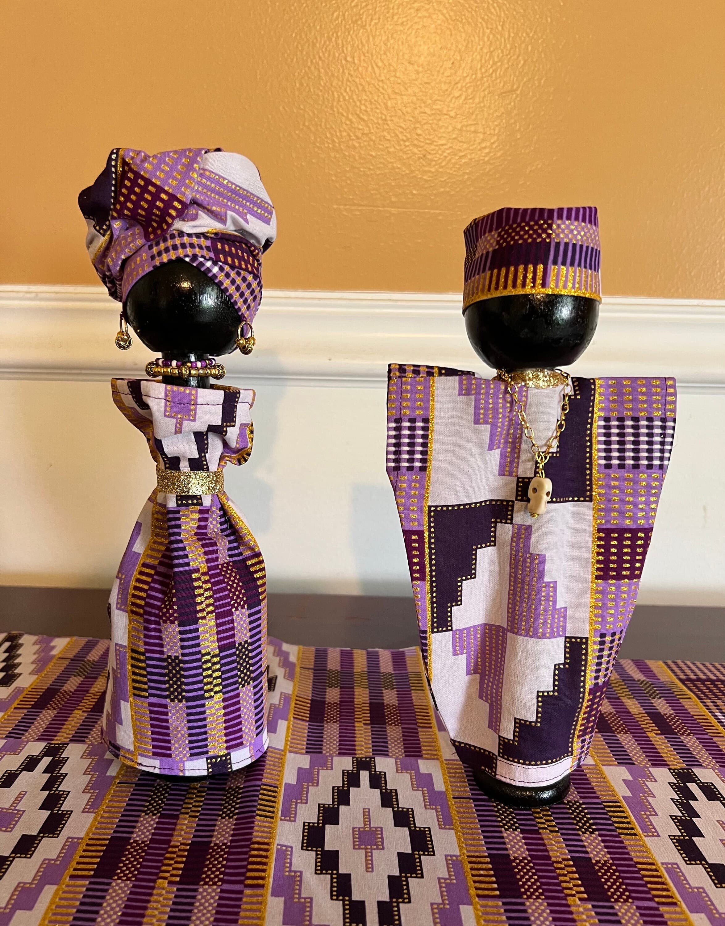 Authentic Kente Wooden Peg Dolls