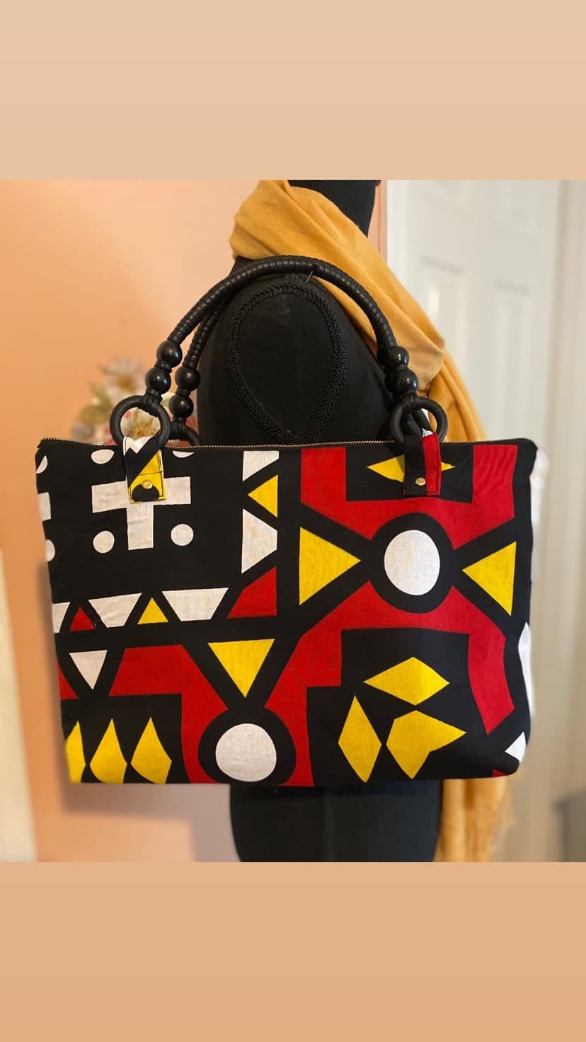 Kente Tote Bag-African Print Tote Bag-Women's Tote Bag-Gift for Her-Women's Shoulder Bag- African Print Purse-Handmade Women't Purse - image 3